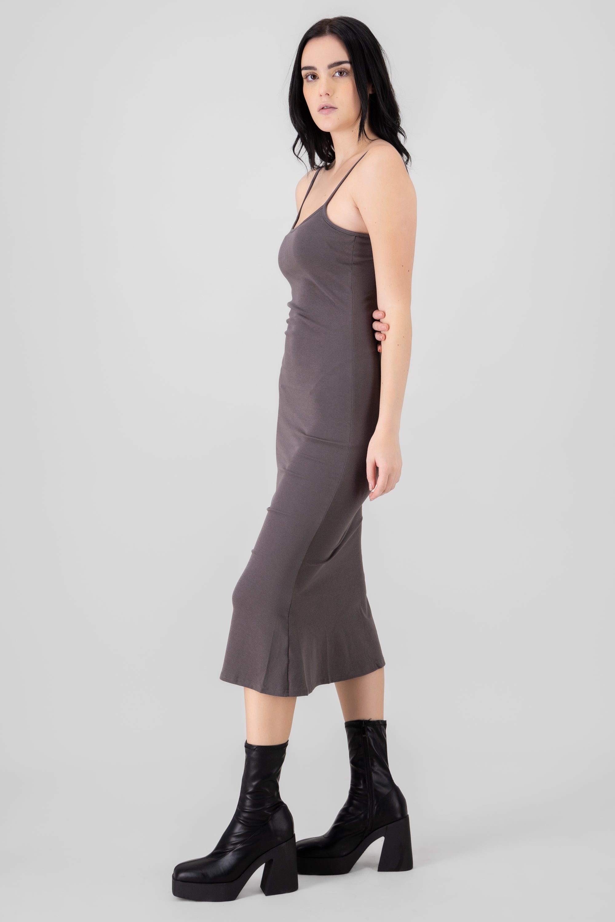 Solid Midi Dress GRAY