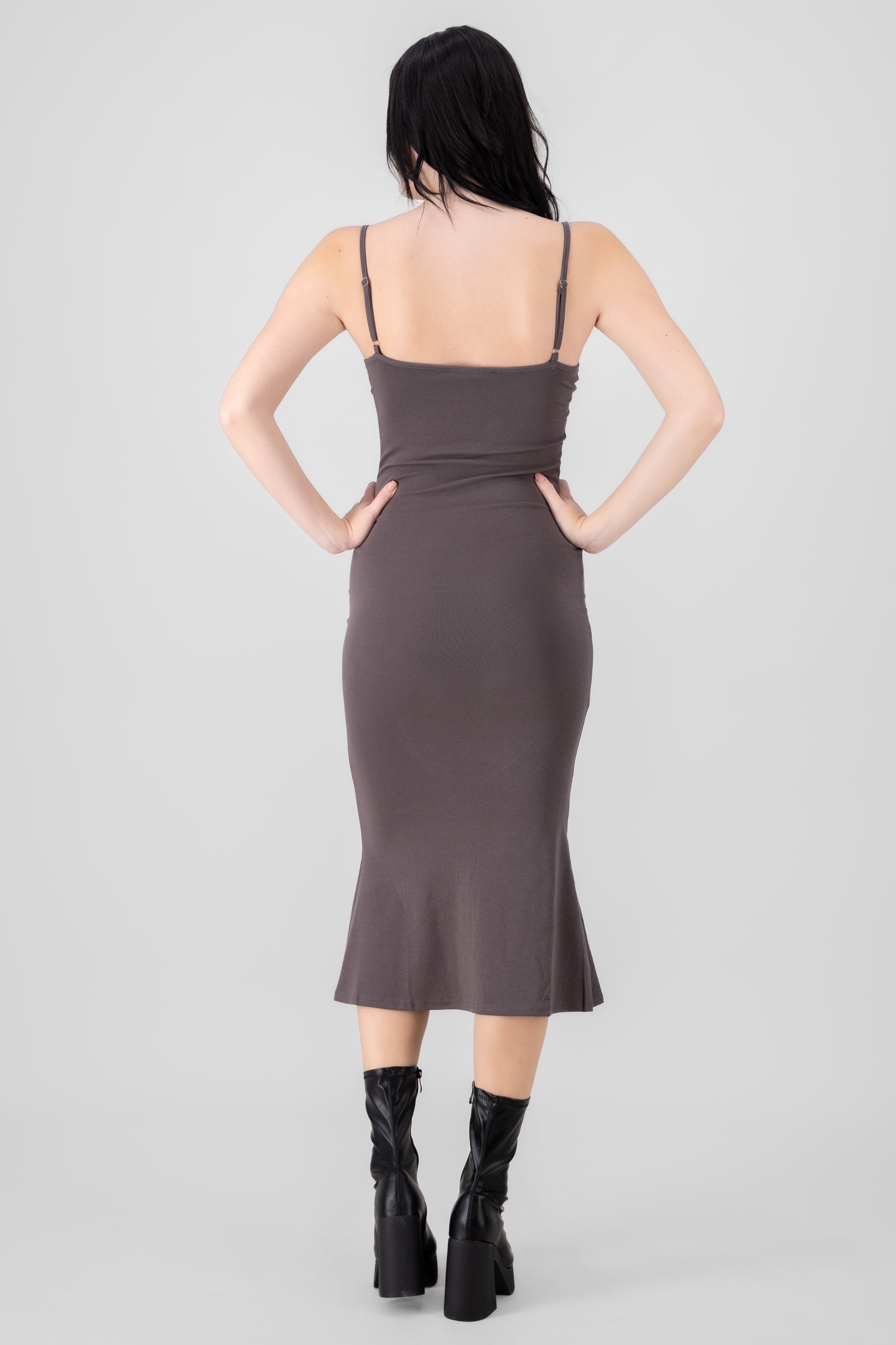 Solid Midi Dress GRAY