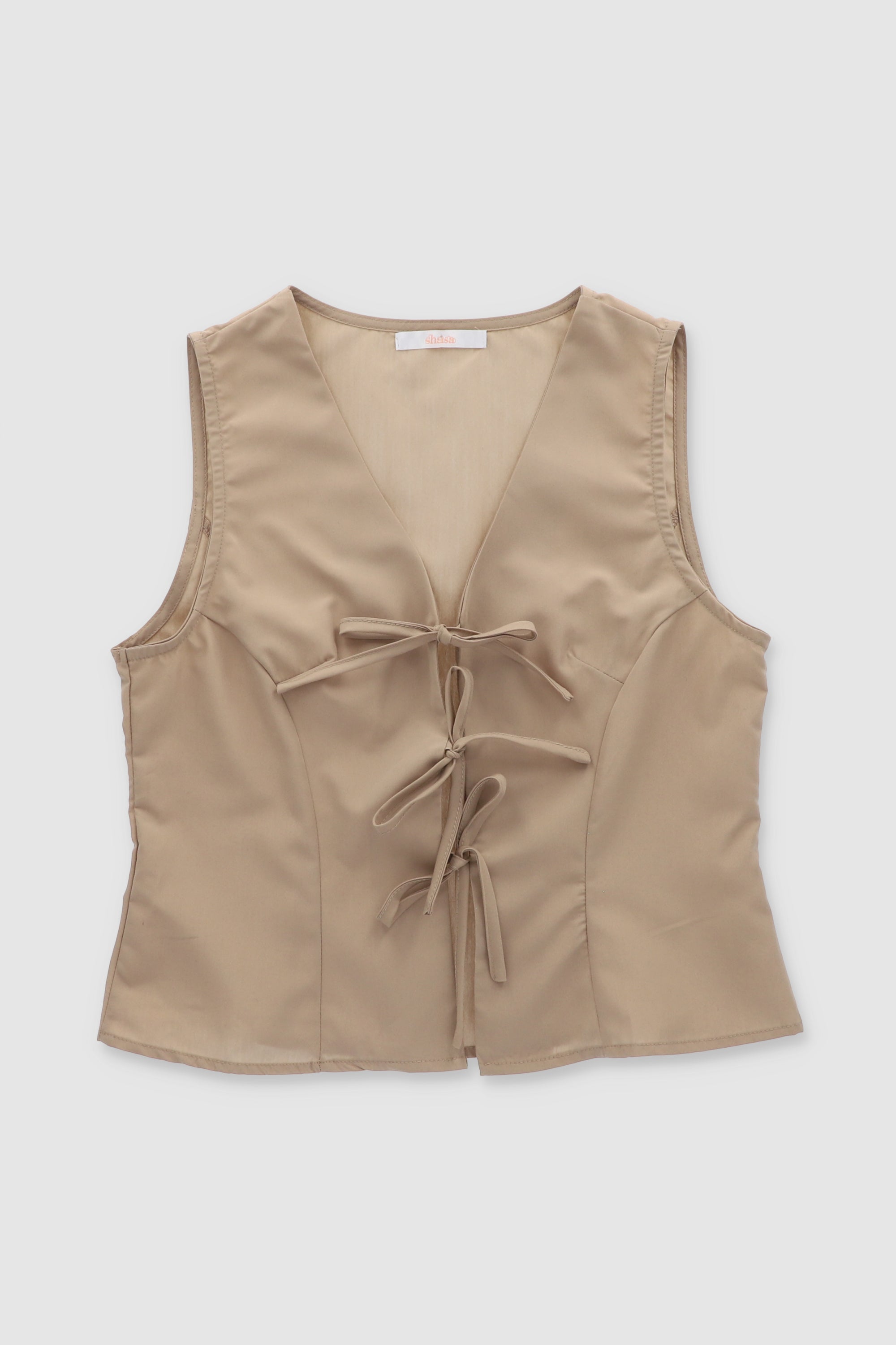 Sleeveless Blouse With Bows TAUPE