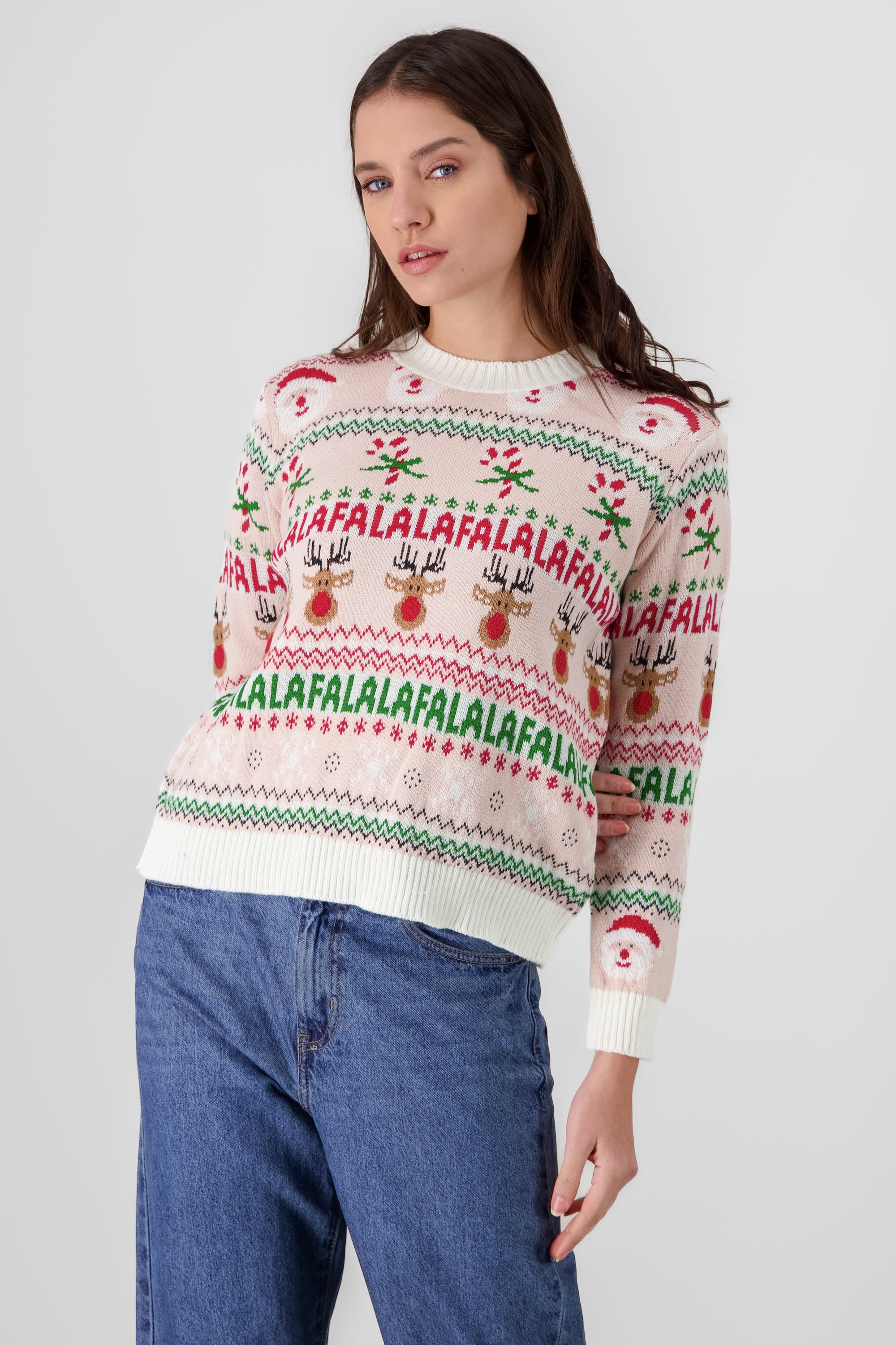 Fa-la-la Christmas Sweater PINK COMBO