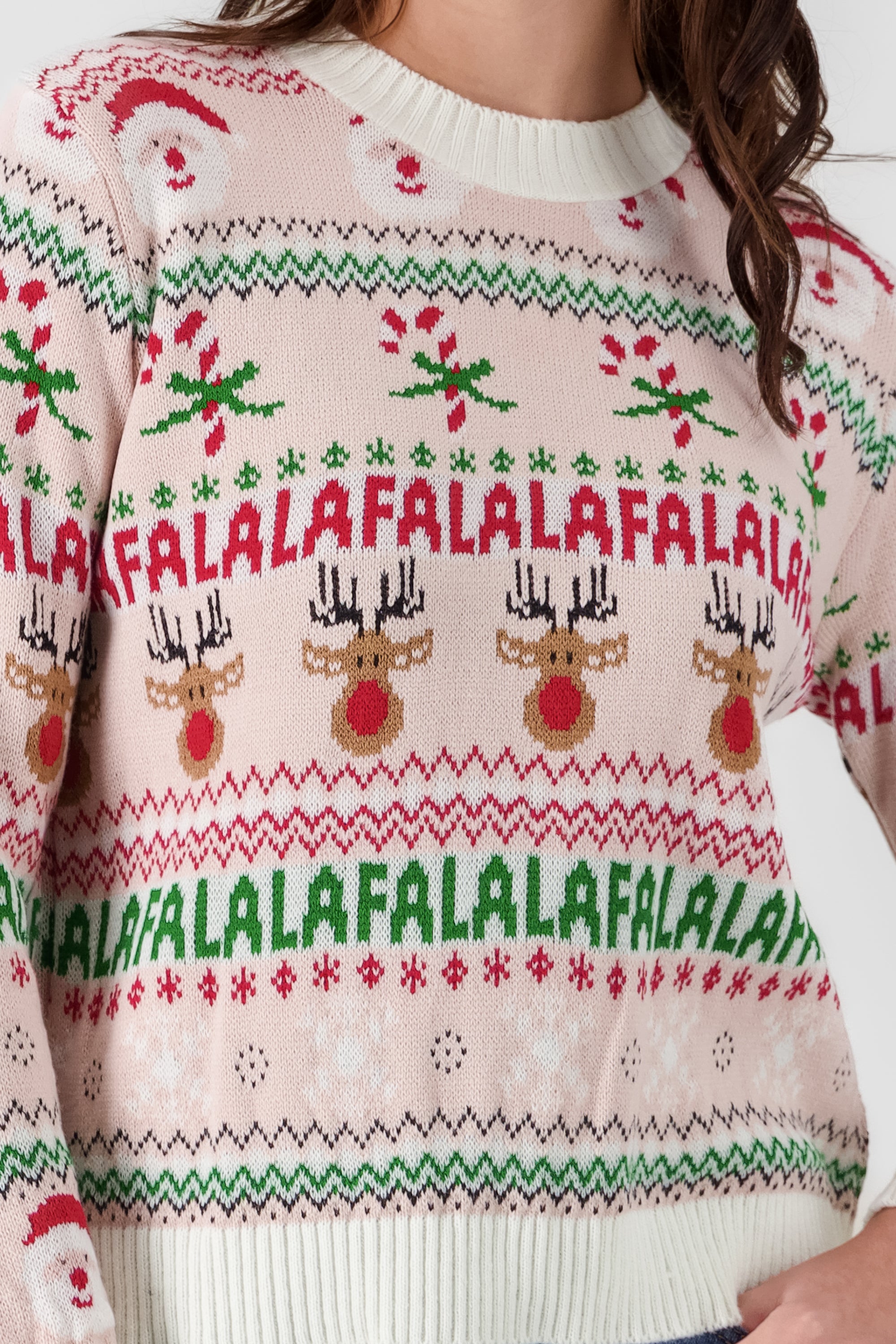 Fa-la-la Christmas Sweater PINK COMBO