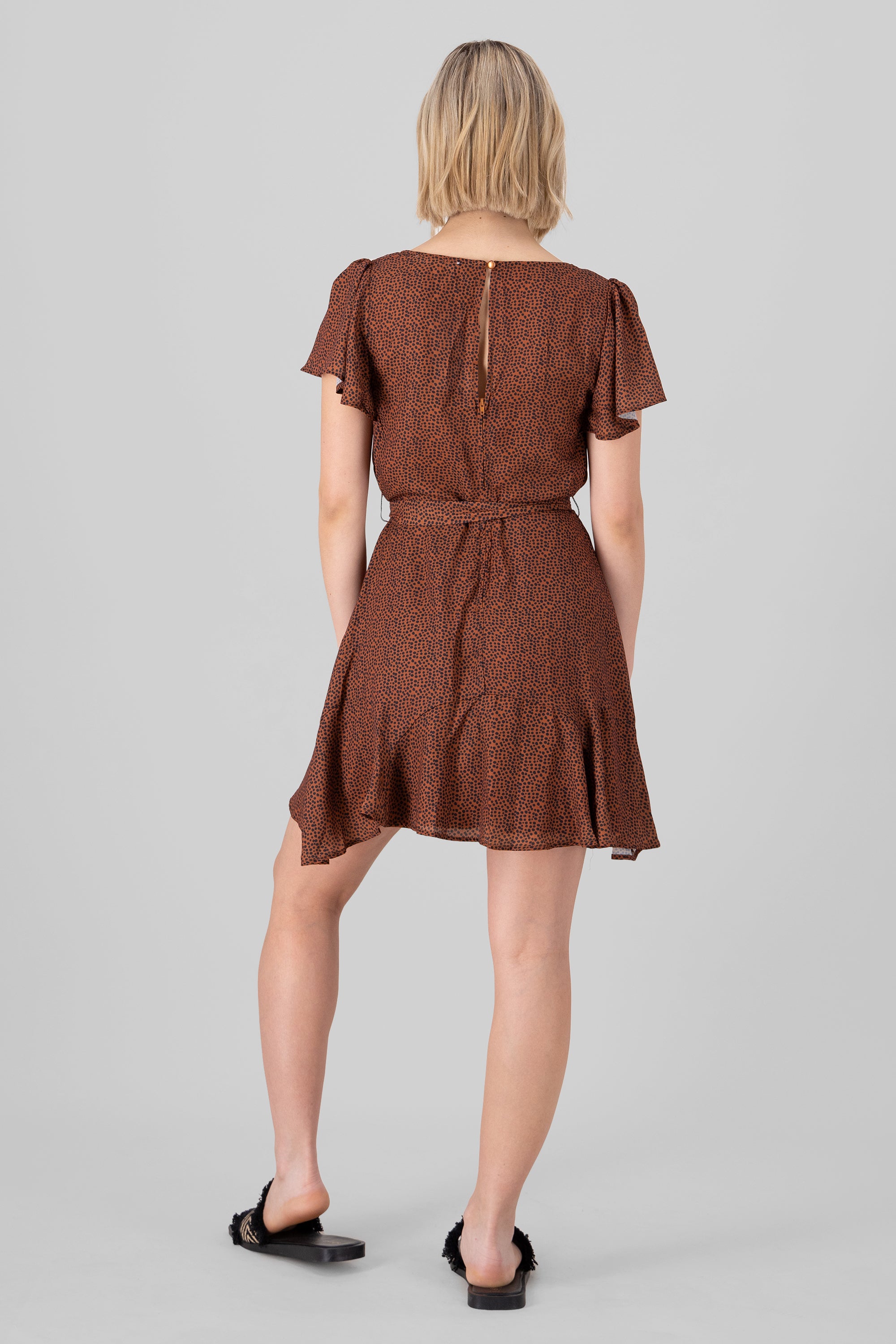 Animal Print Mini Dress BROWN COMBO