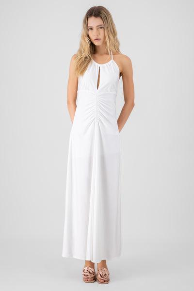 Halter Neck Maxi Dress WHITE