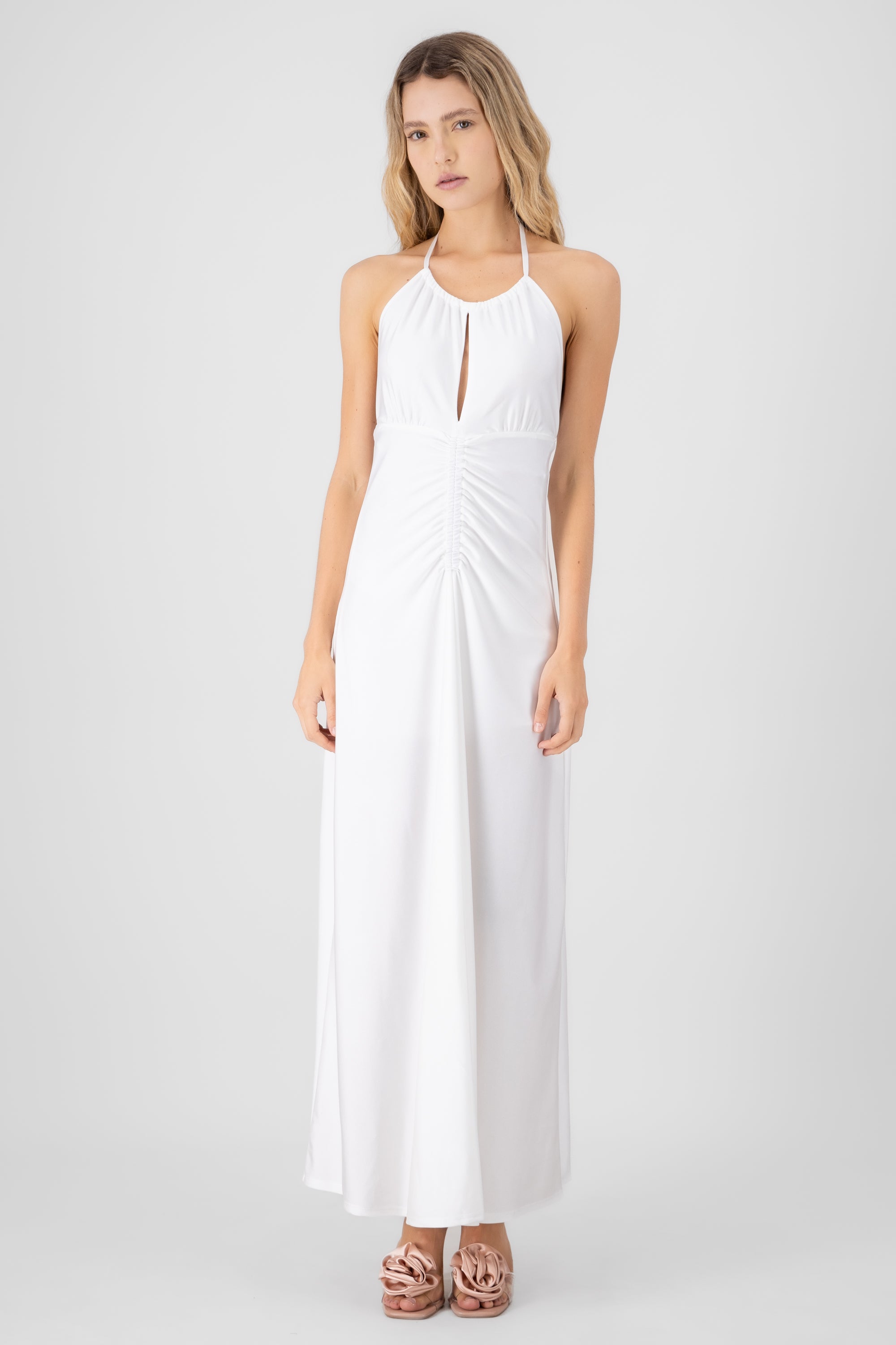 Halter Neck Maxi Dress WHITE