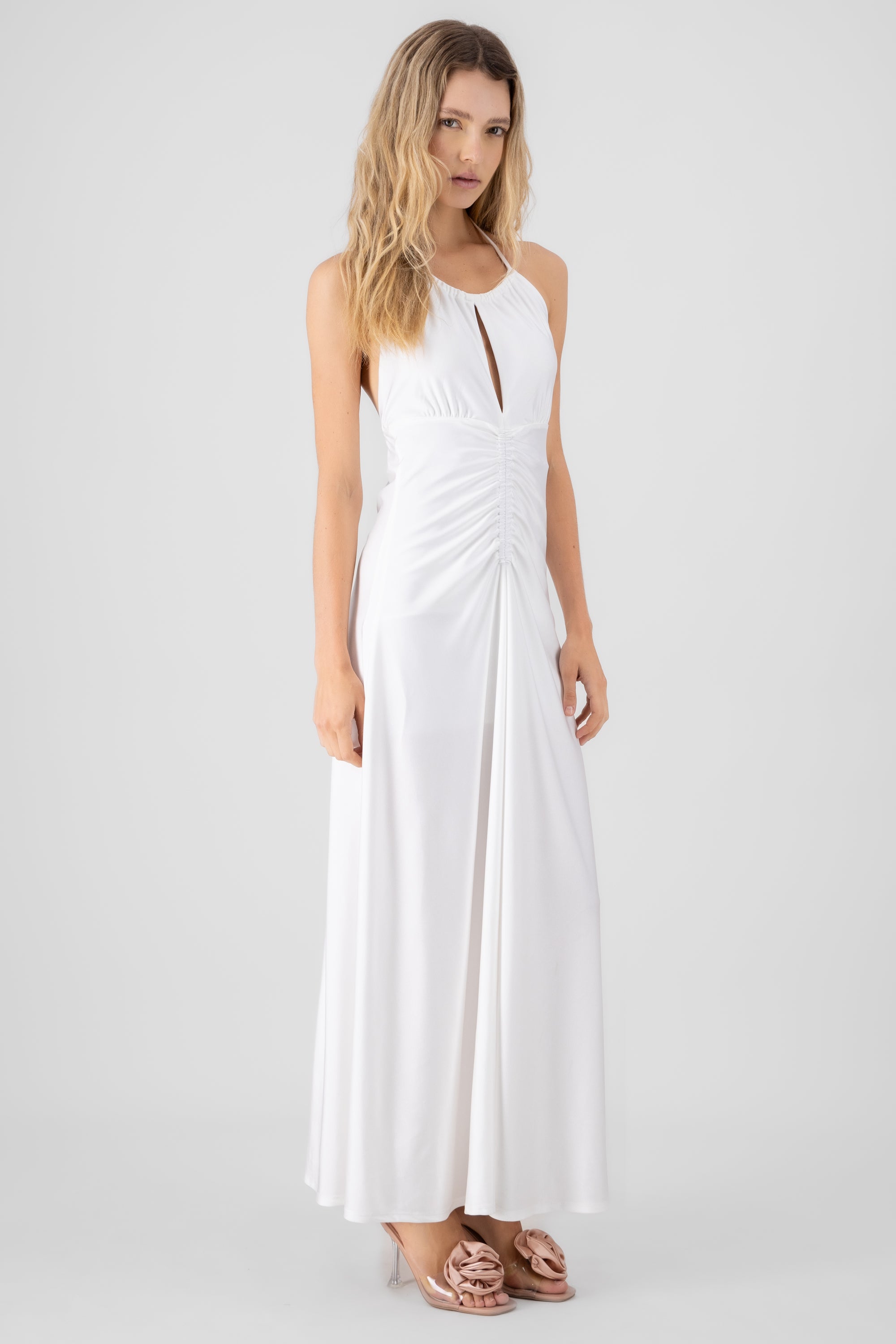 Halter Neck Maxi Dress WHITE