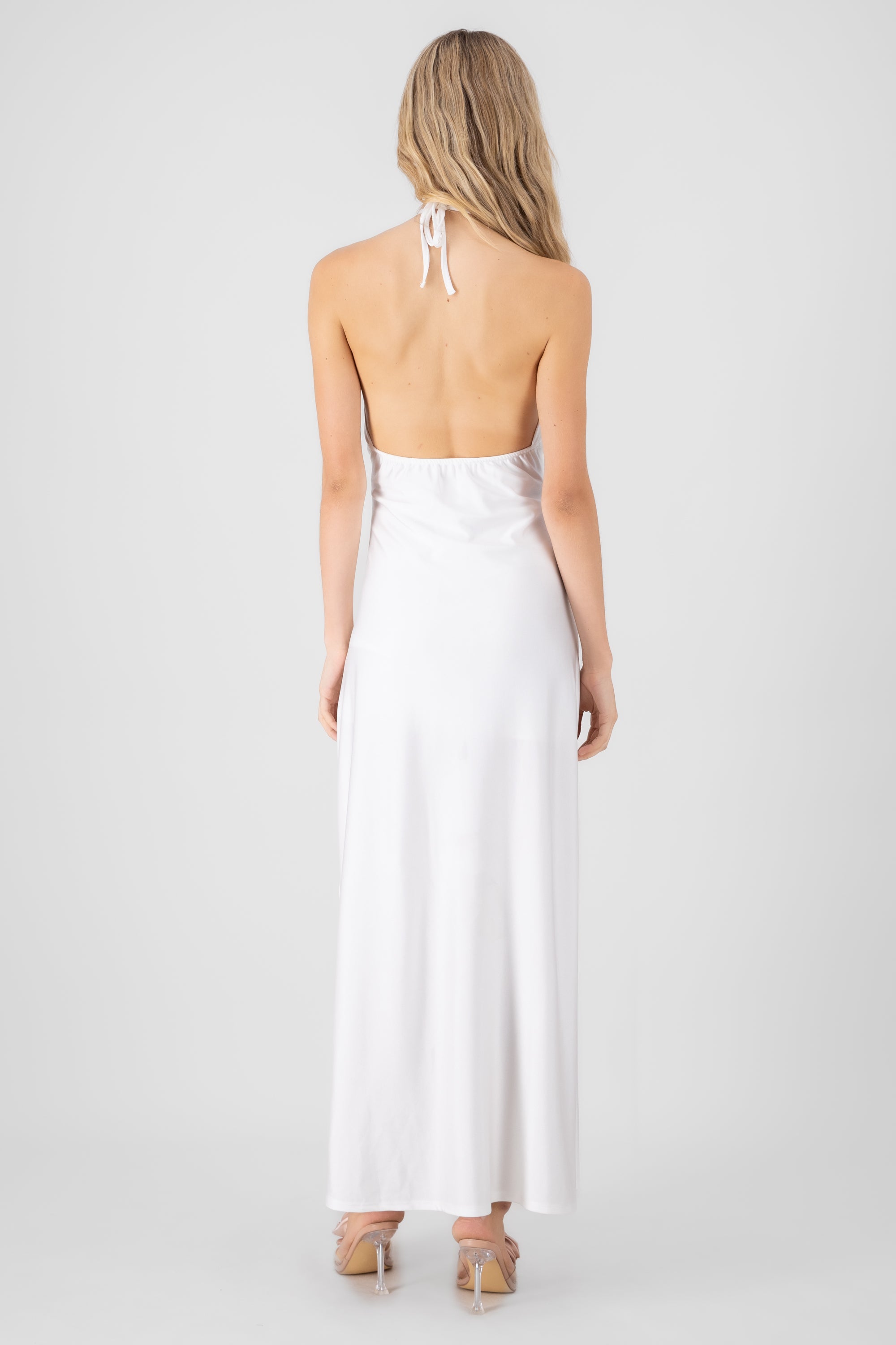 Halter Neck Maxi Dress WHITE