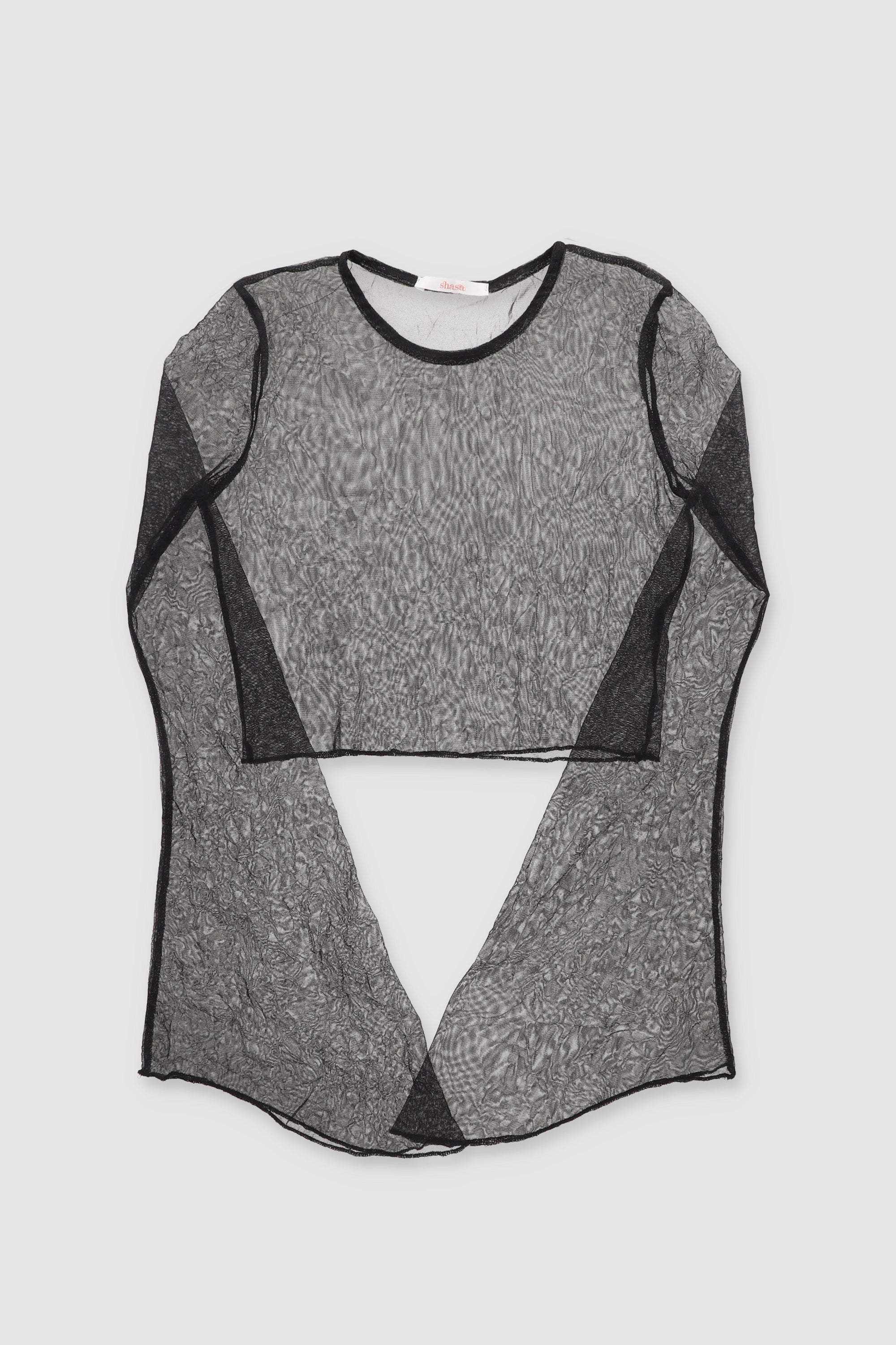 Long Sleeve Mesh Top BLACK