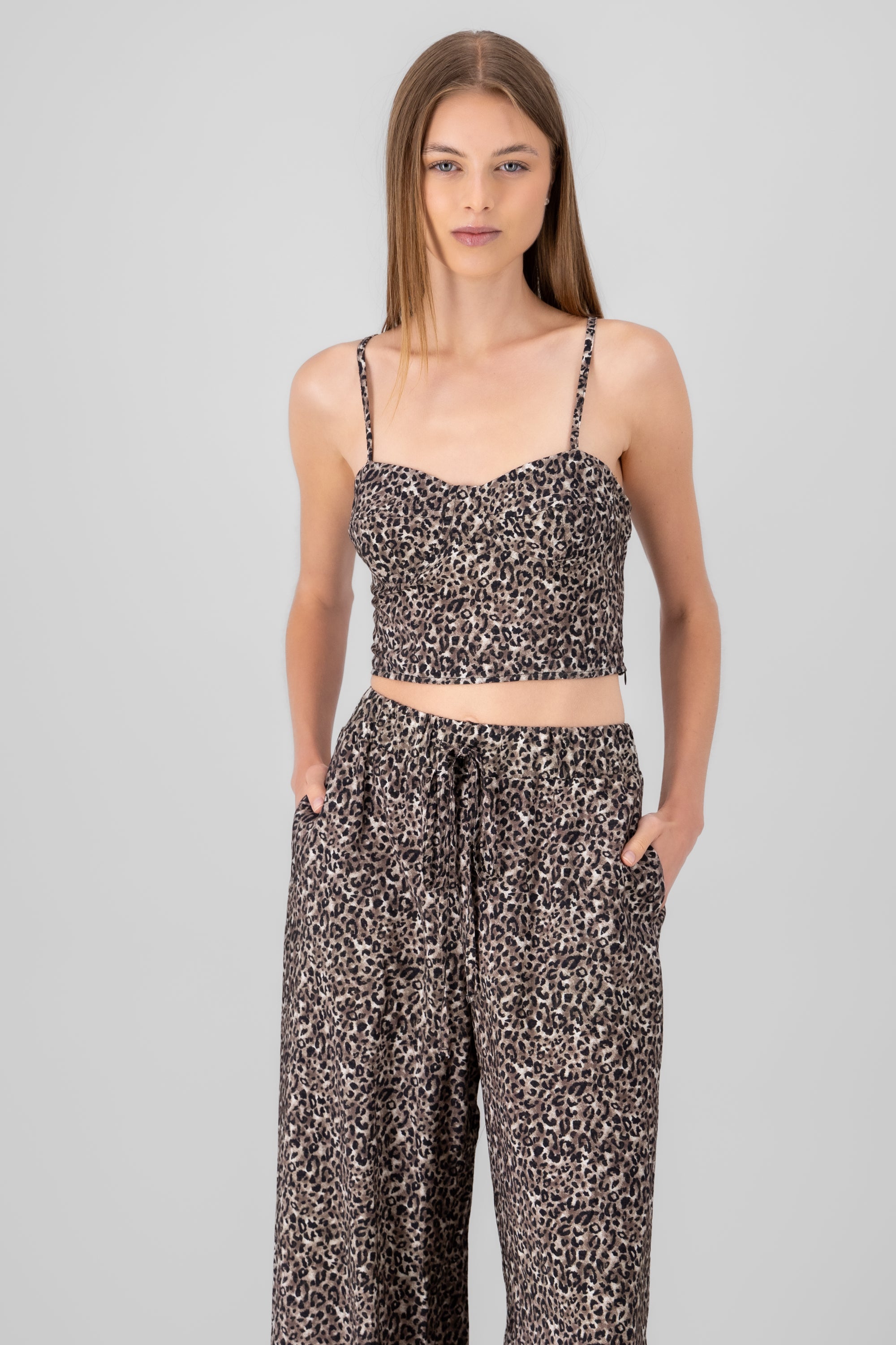 Animal Print Crop Top BROWN COMBO