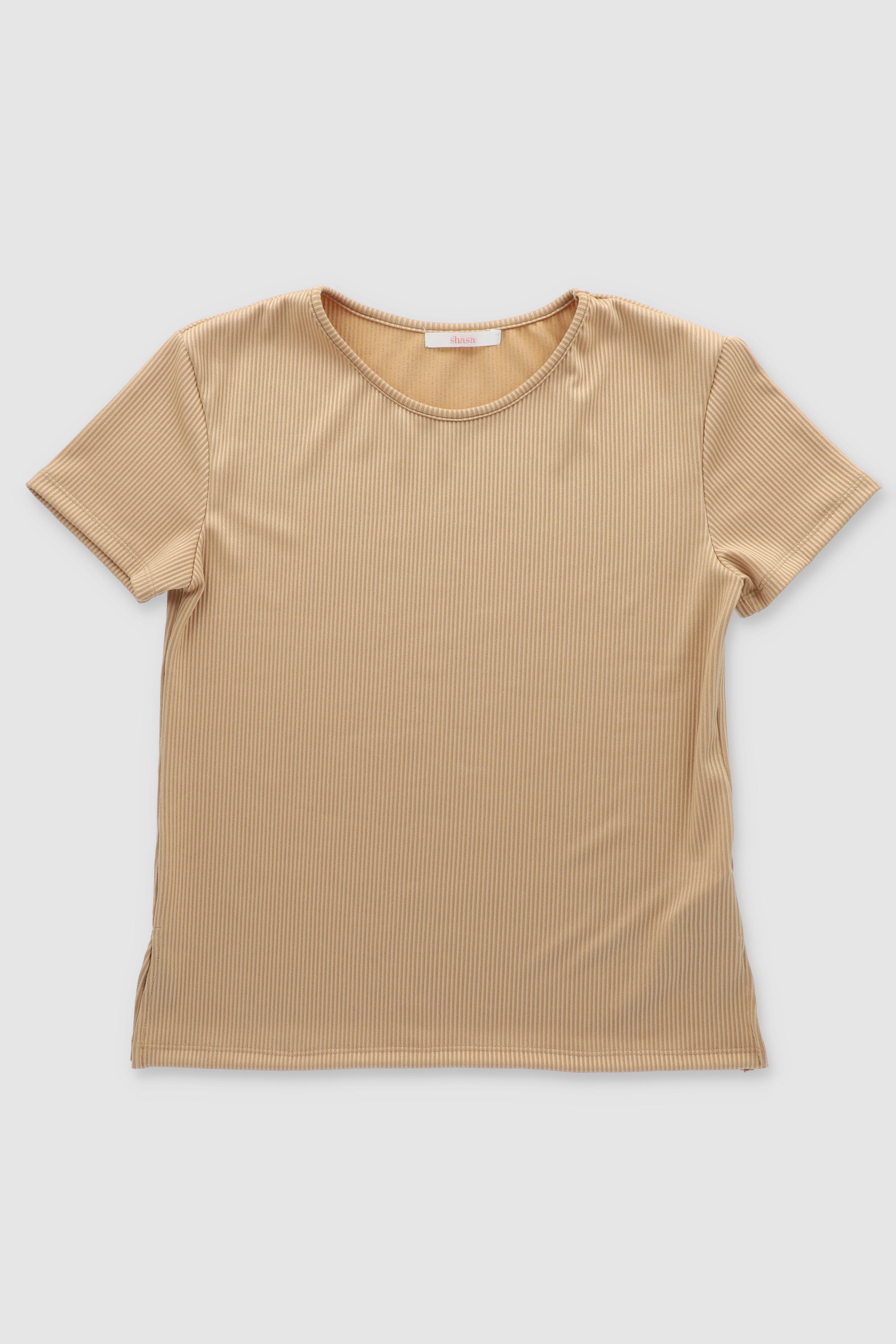 Ribbed Short Sleeve Shirt BEIGE