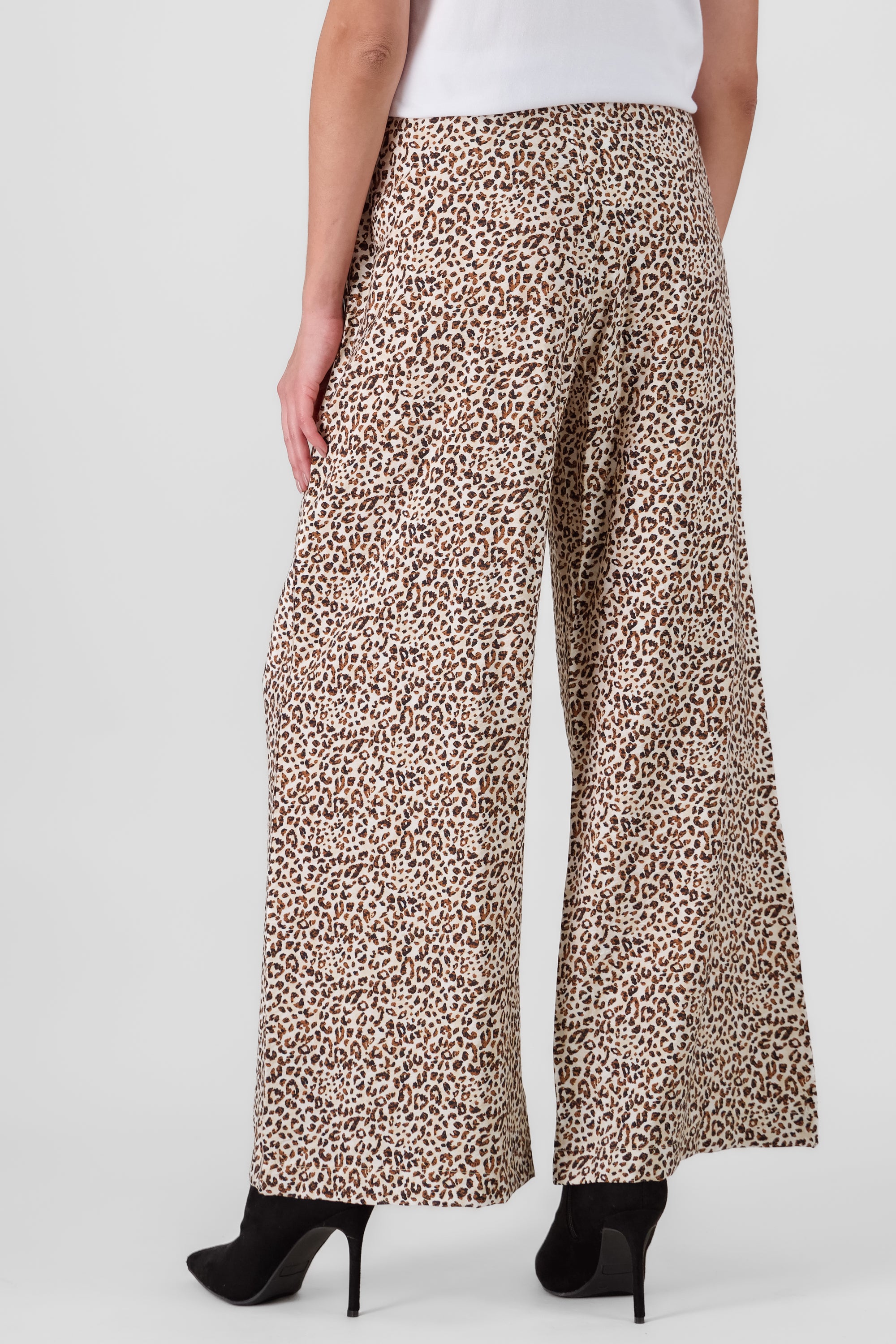 Animal Print Wide Leg Pants BONE COMBO