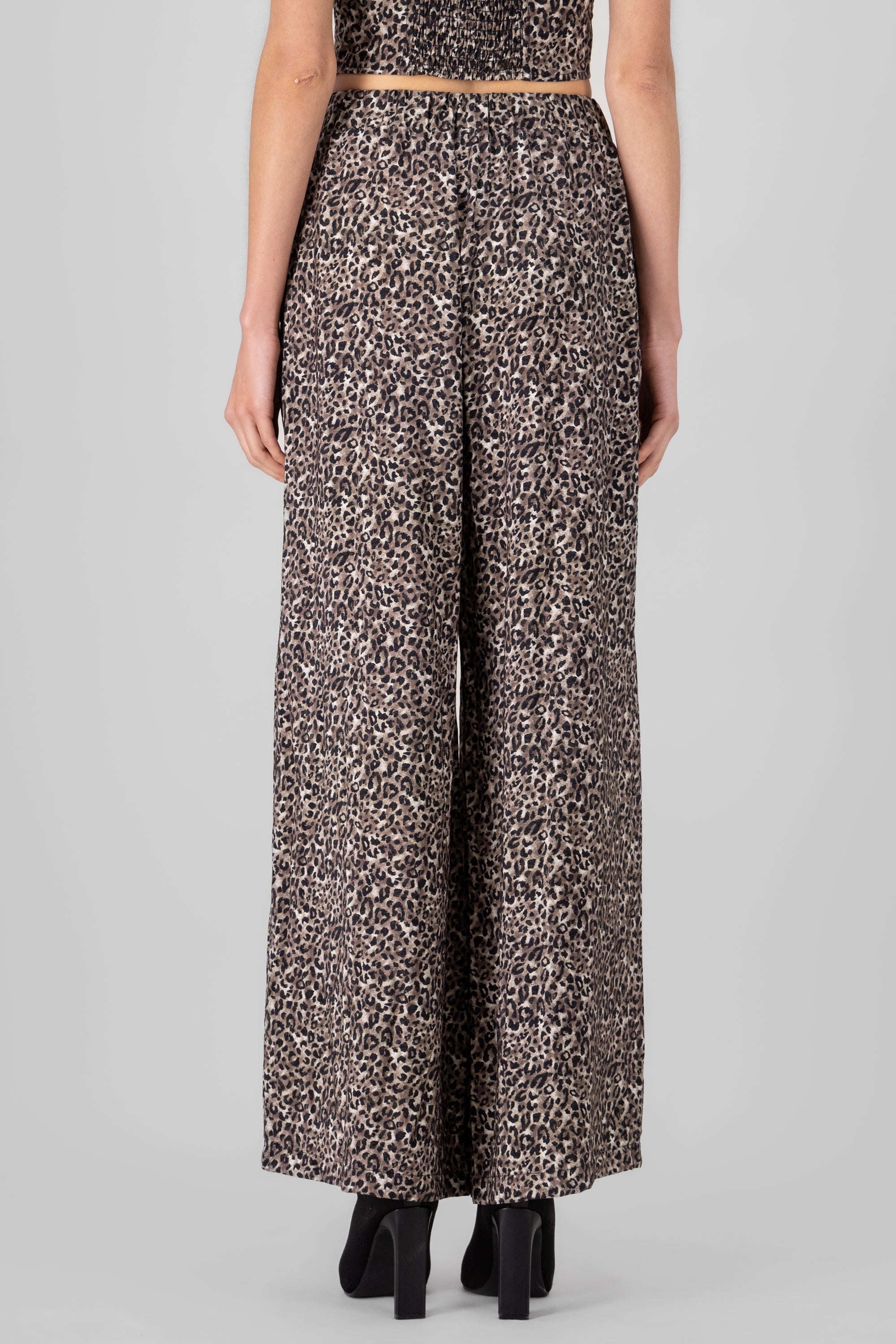 Animal Print Wide Leg Pants BROWN COMBO