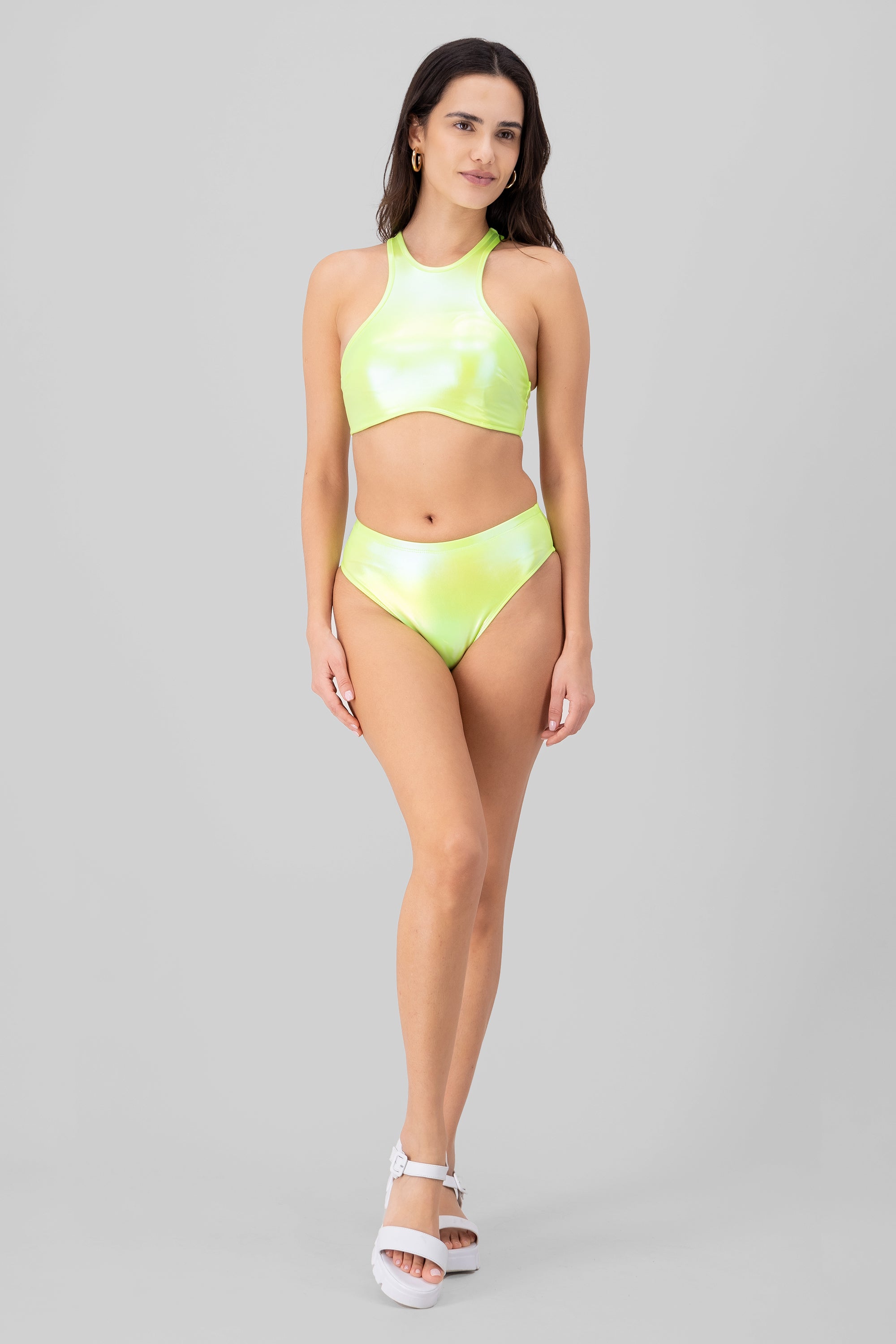 Metallic Effect Bikini Set LIME GREEN