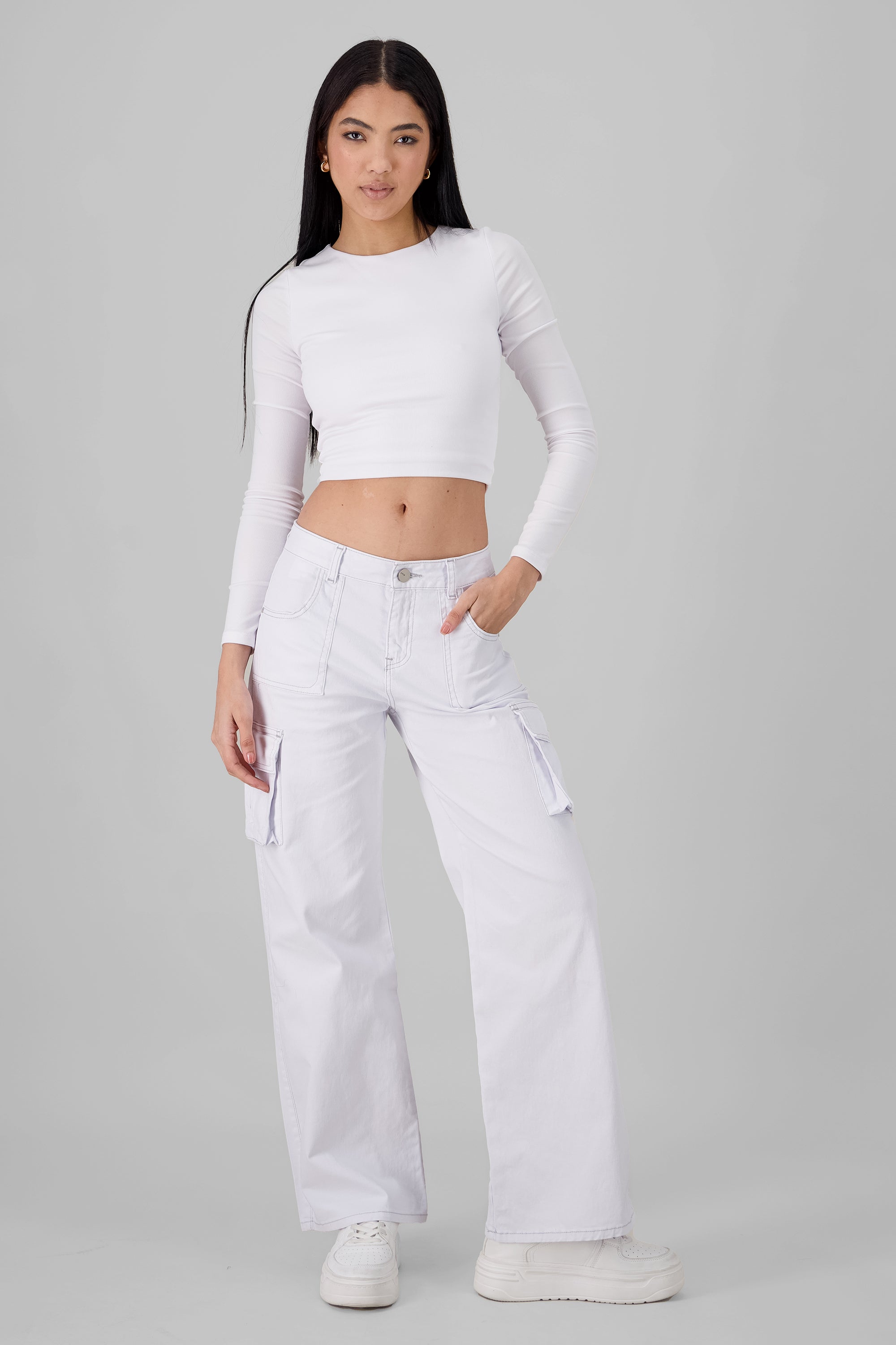 Cargo Wide Leg Jeans WHITE