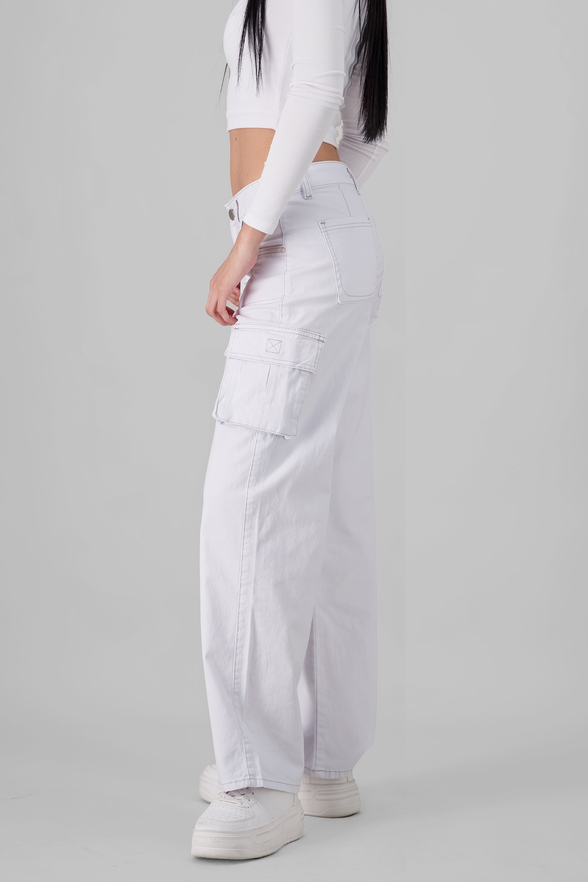 Cargo Wide Leg Jeans WHITE