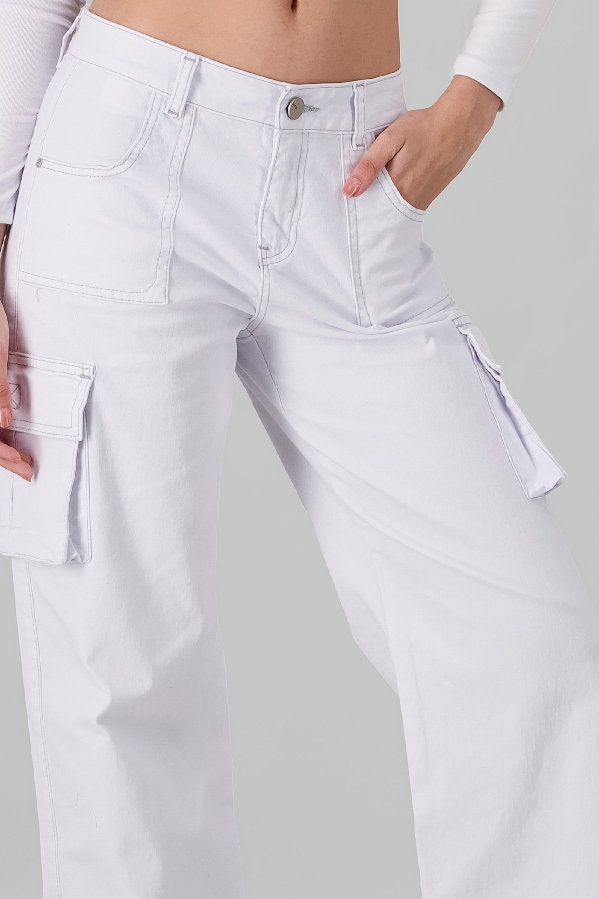 Cargo Wide Leg Jeans WHITE