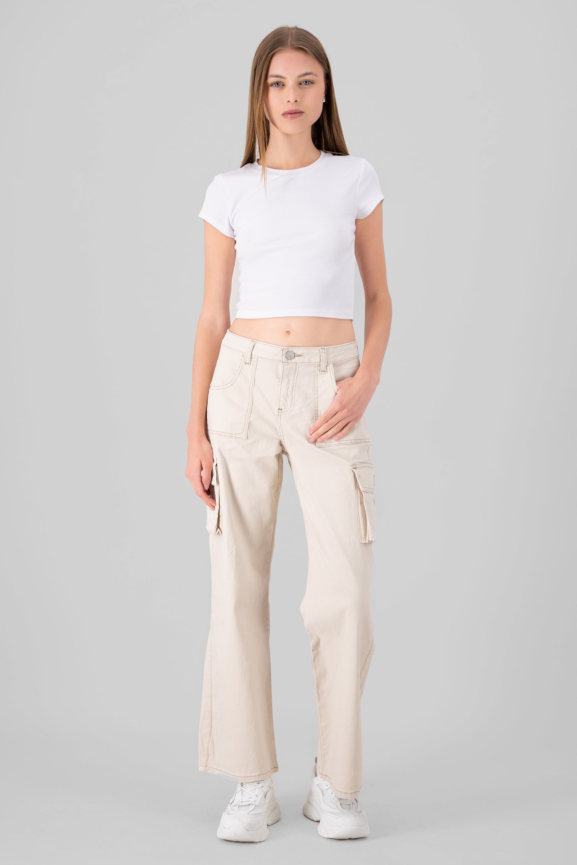 Cargo Wide Leg Jeans IVORY