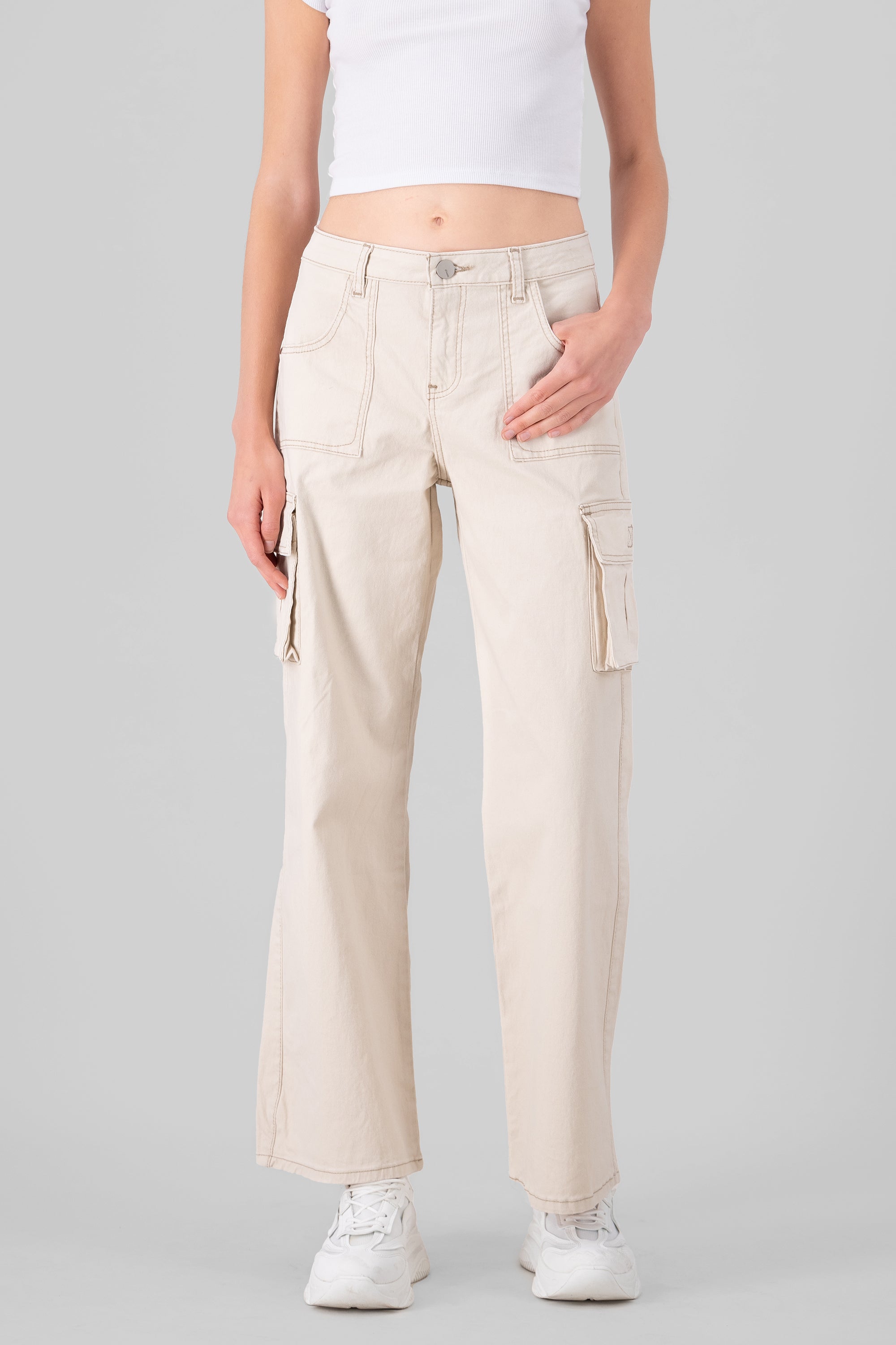 Cargo Wide Leg Jeans IVORY