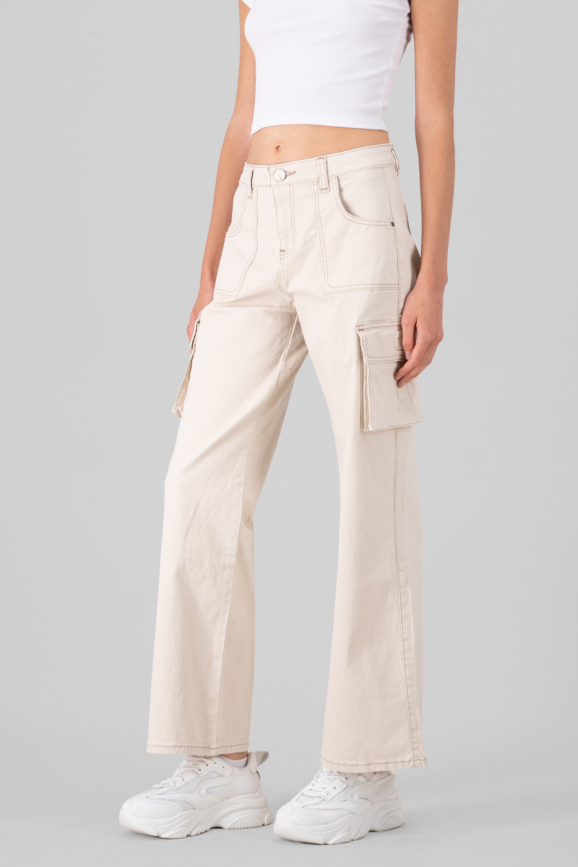 Cargo Wide Leg Jeans IVORY