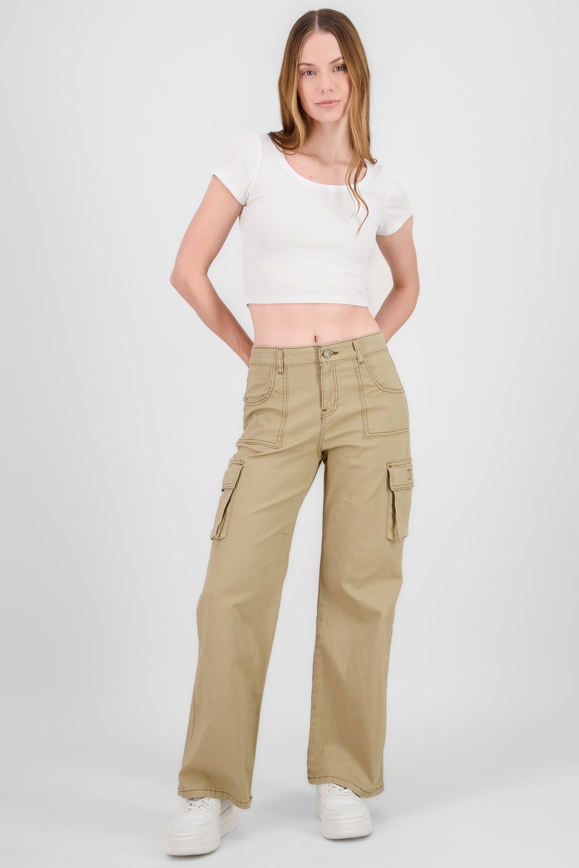 Cargo Wide Leg Jeans KHAKI