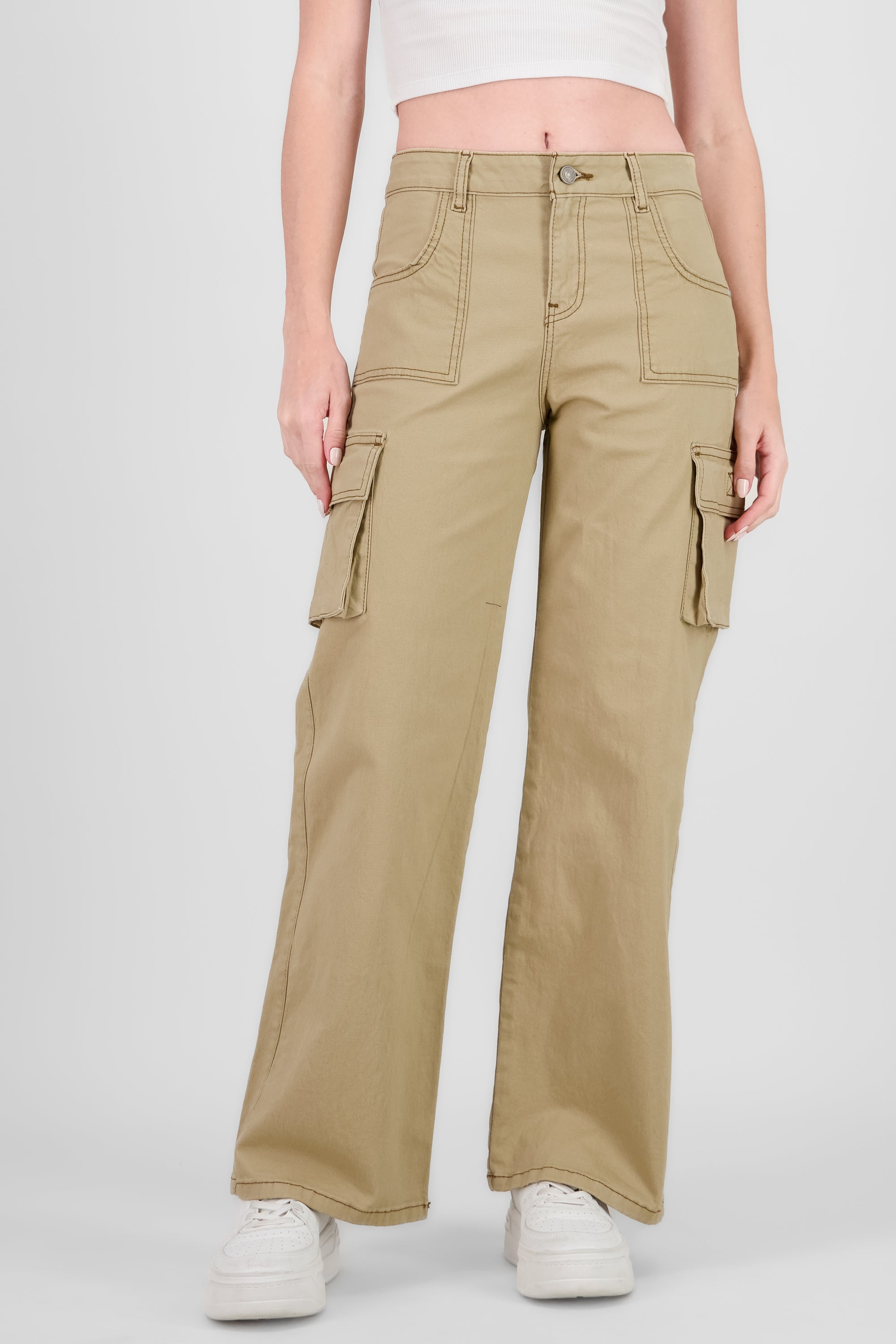 Cargo Wide Leg Jeans KHAKI