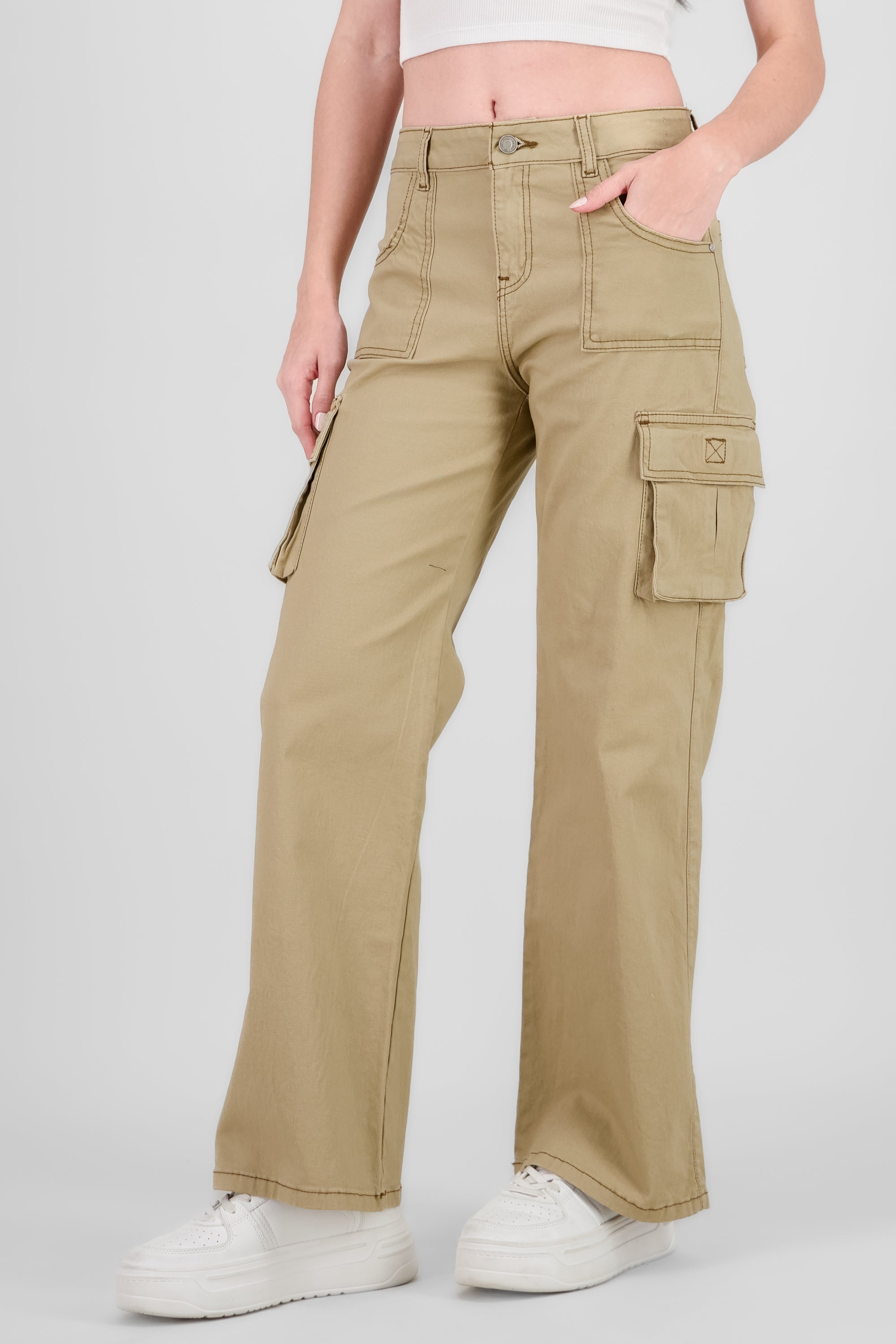 Cargo Wide Leg Jeans KHAKI