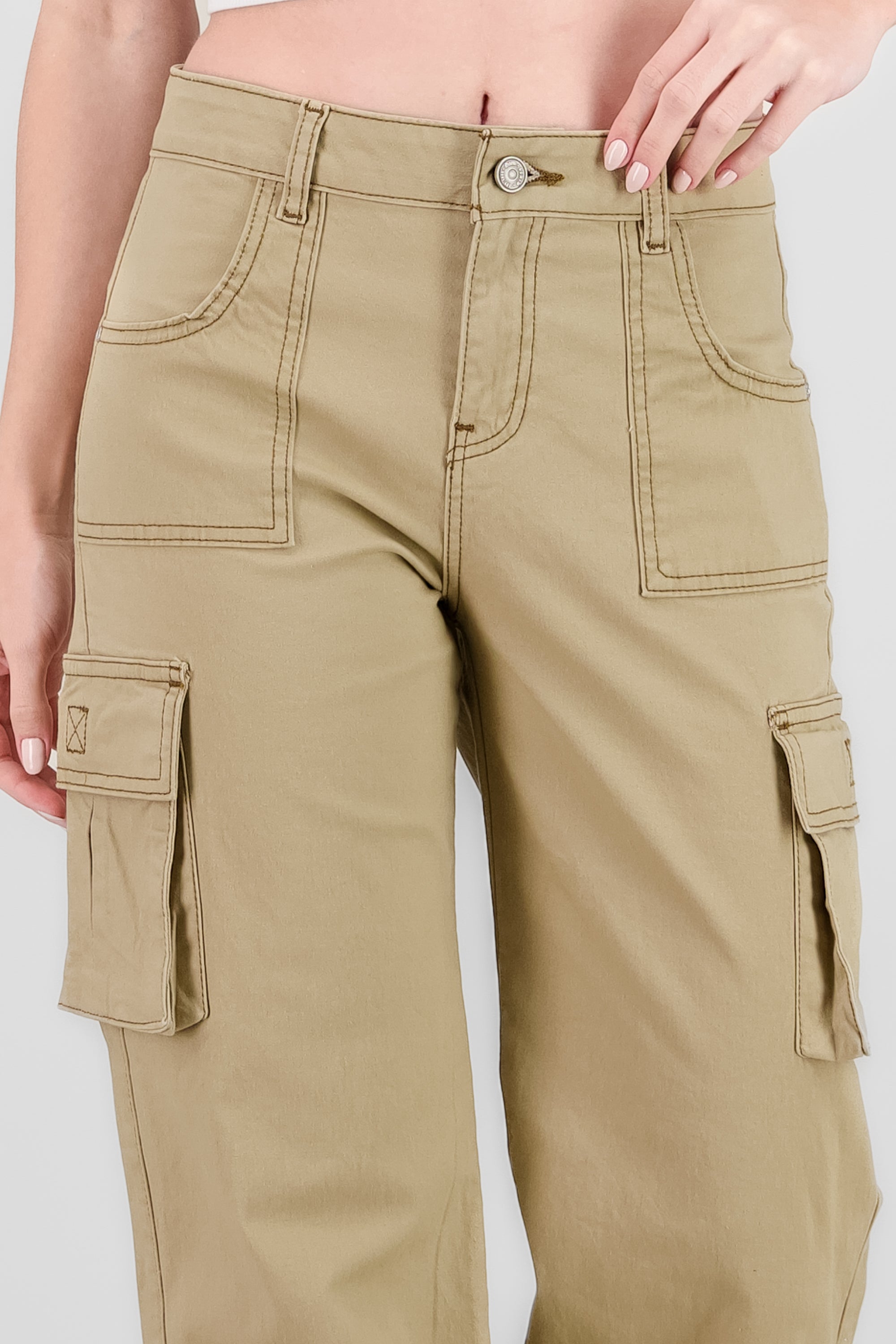 Cargo Wide Leg Jeans KHAKI