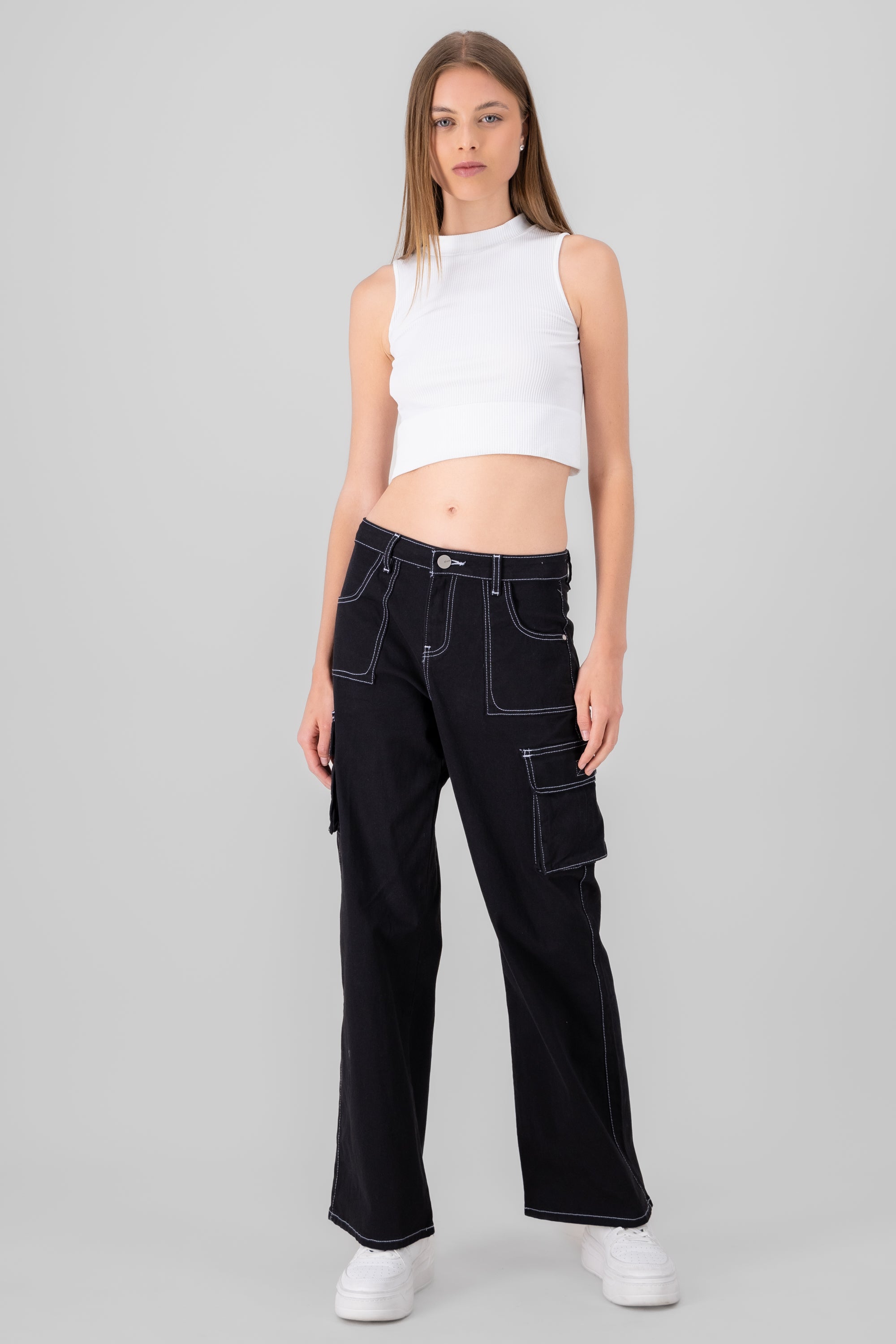 Cargo Wide Leg Jeans BLACK