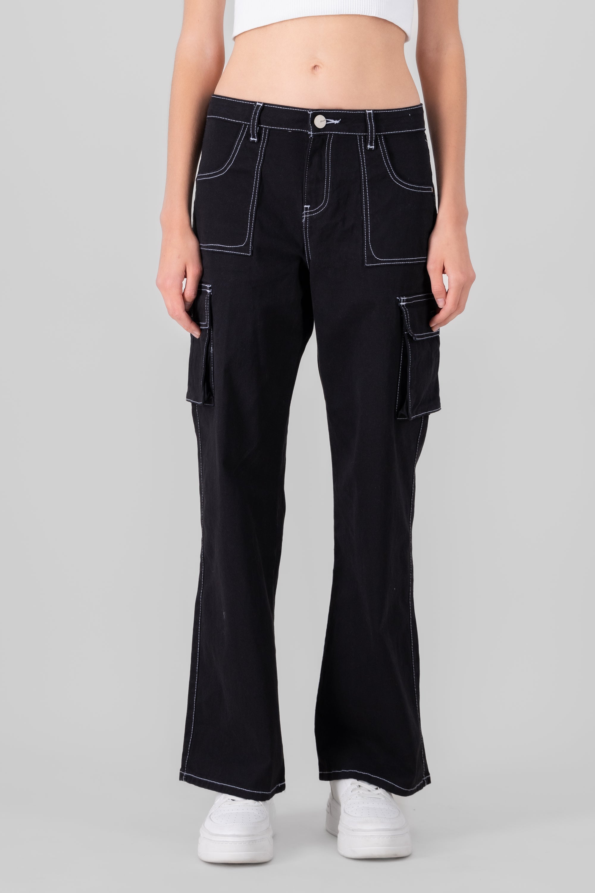 Cargo Wide Leg Jeans BLACK