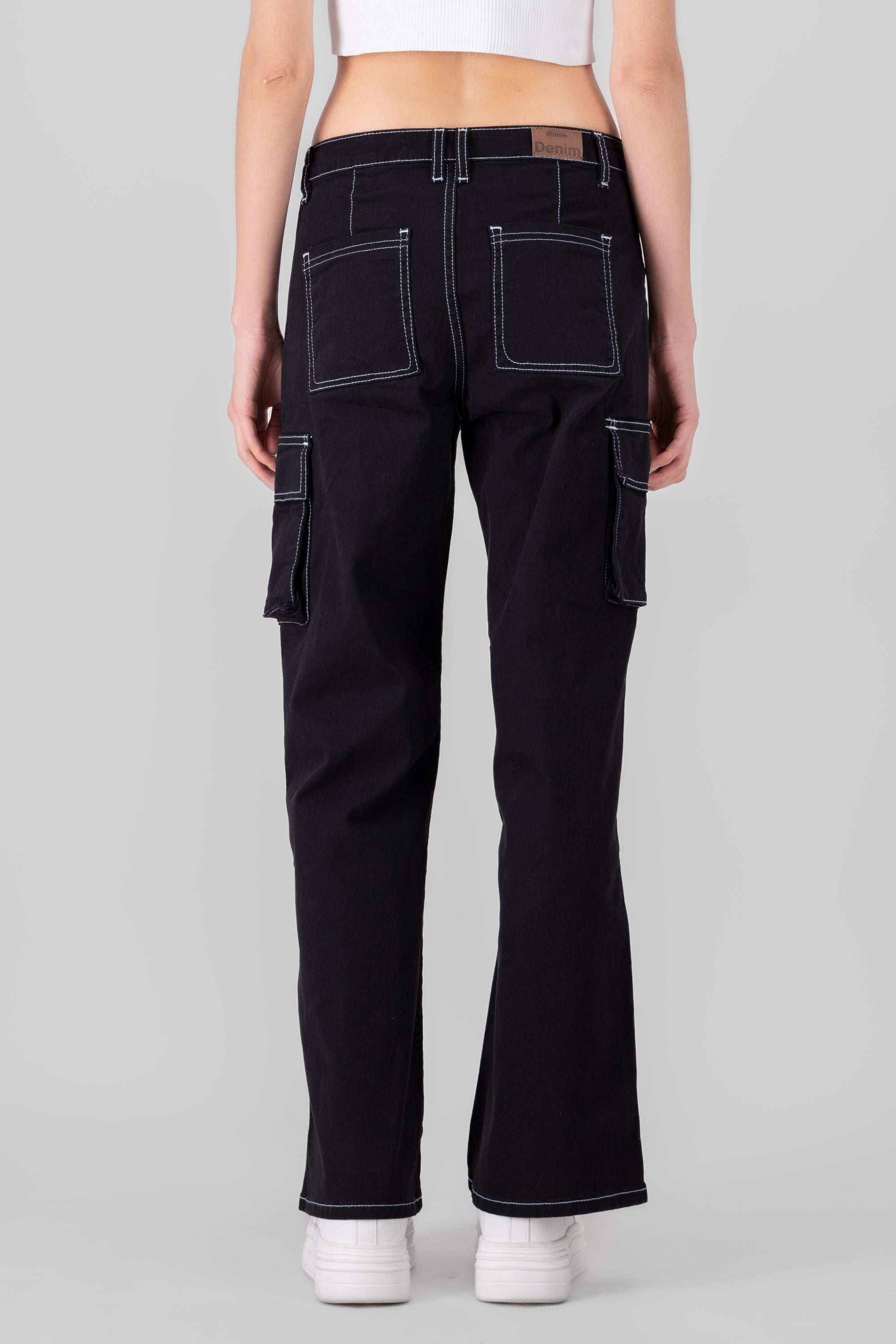 Cargo Wide Leg Jeans BLACK