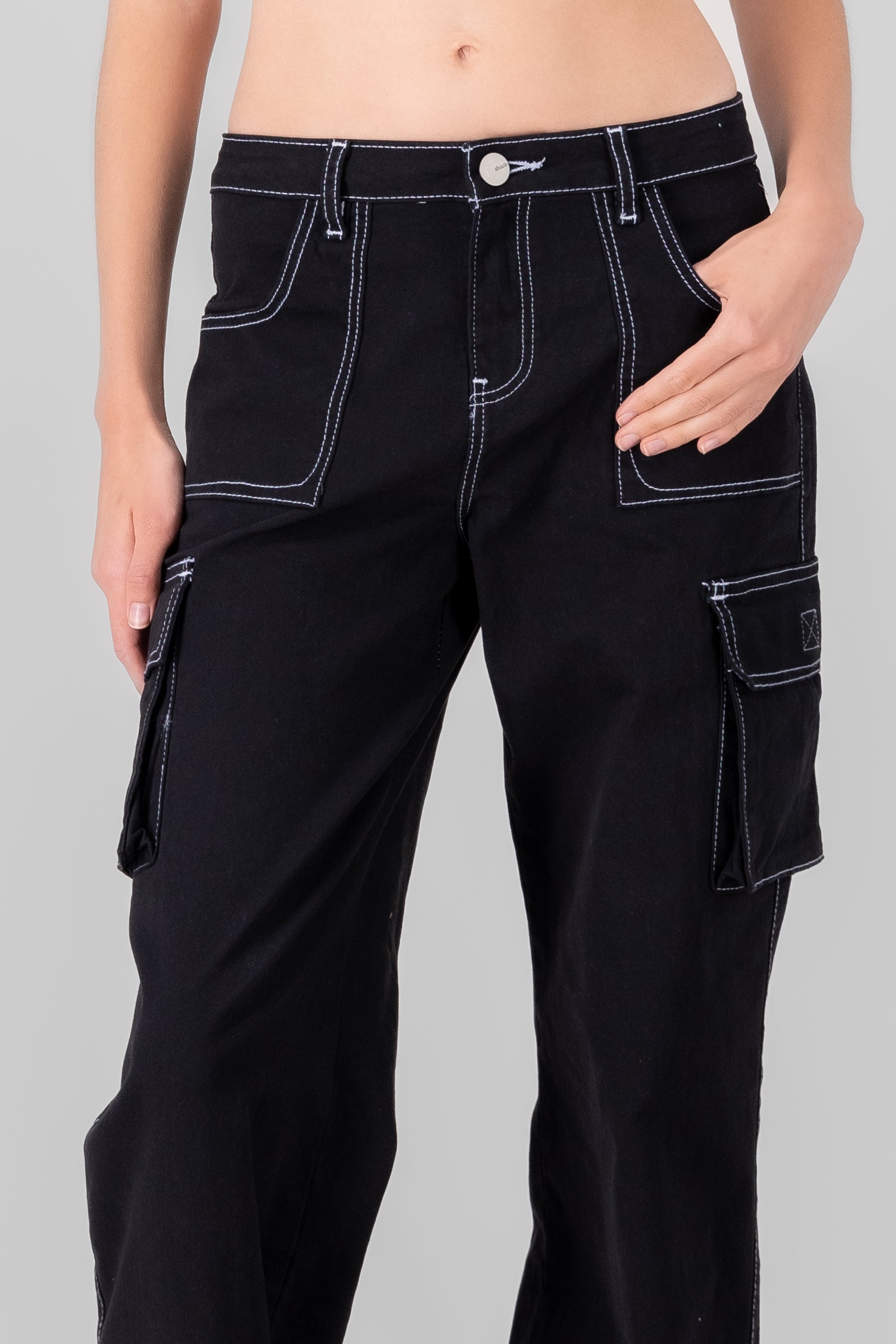 Cargo Wide Leg Jeans BLACK