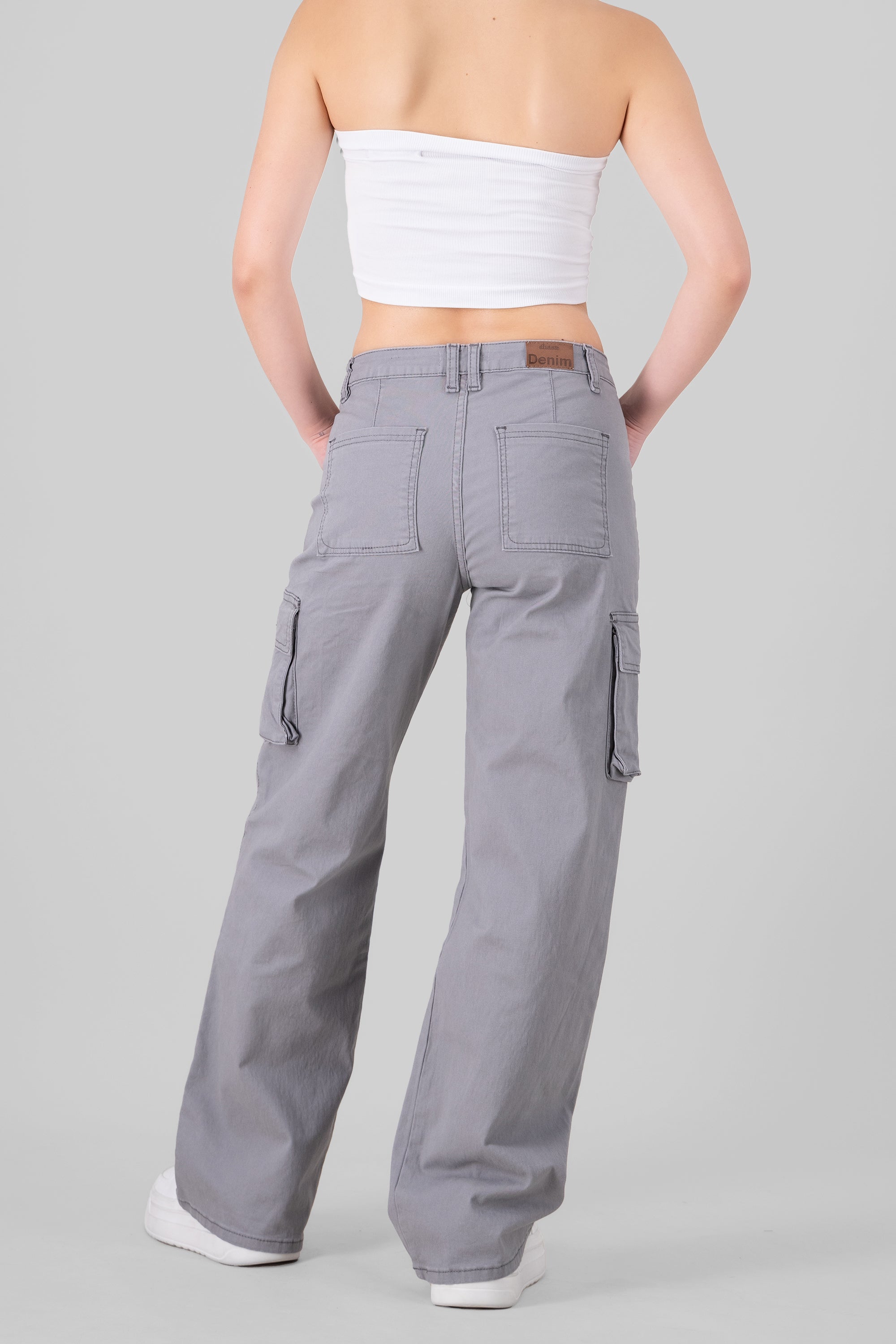 Cargo Wide Leg Jeans LIGHT GRAY