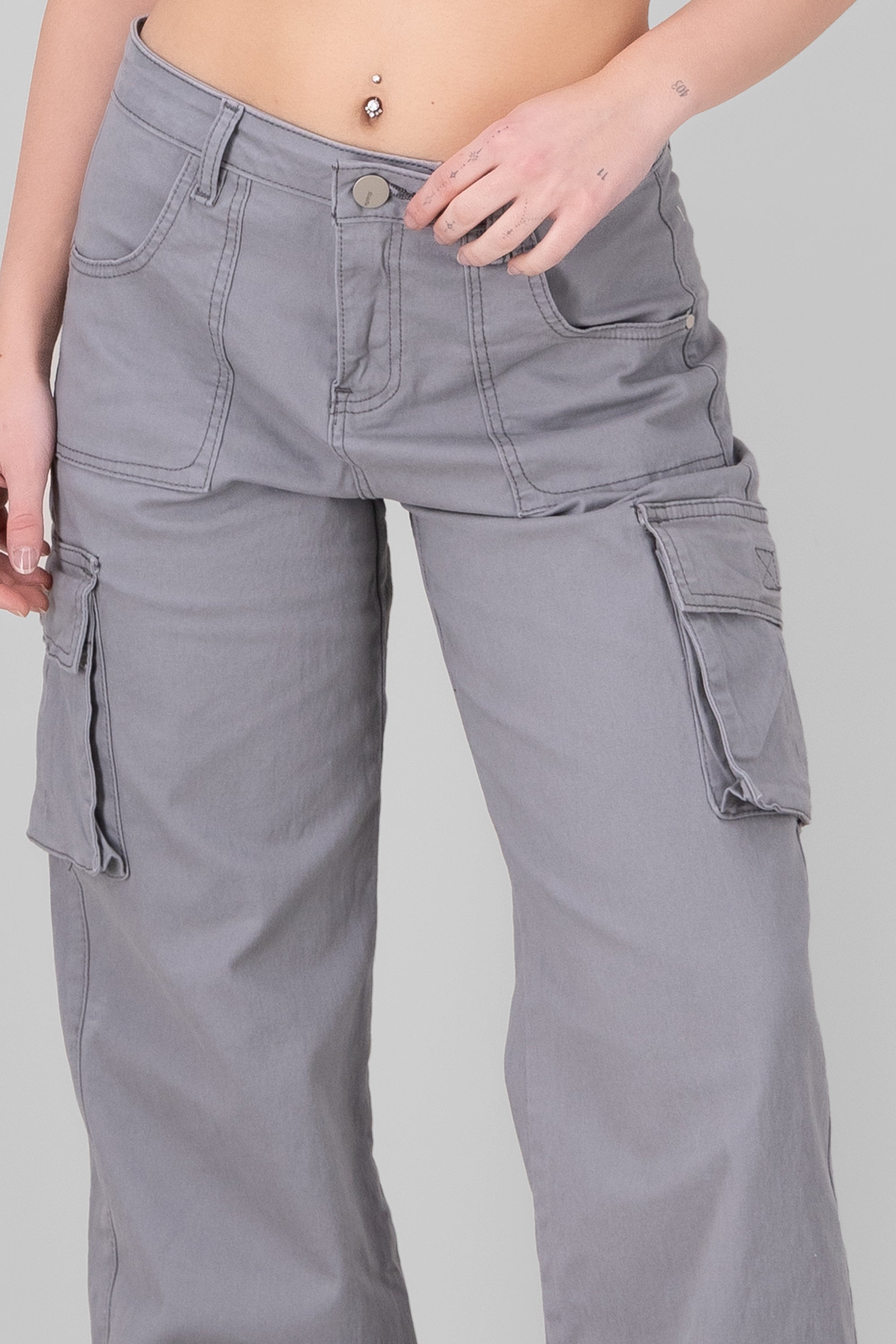 Cargo Wide Leg Jeans LIGHT GRAY