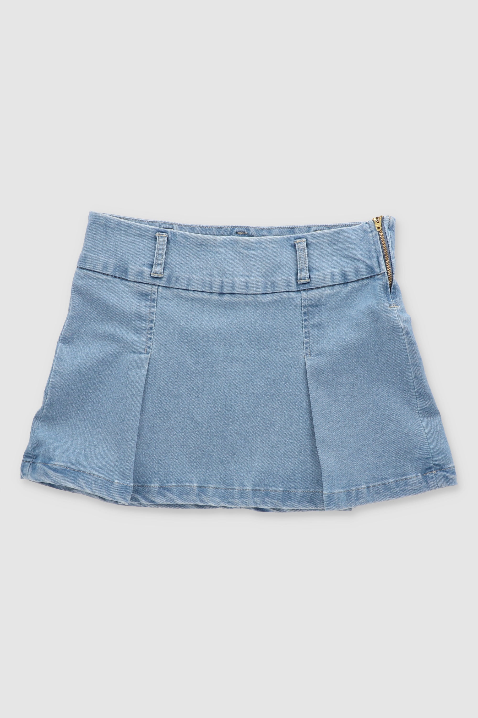 Pleated Skirt with Waistband LIGHT ACID WASH