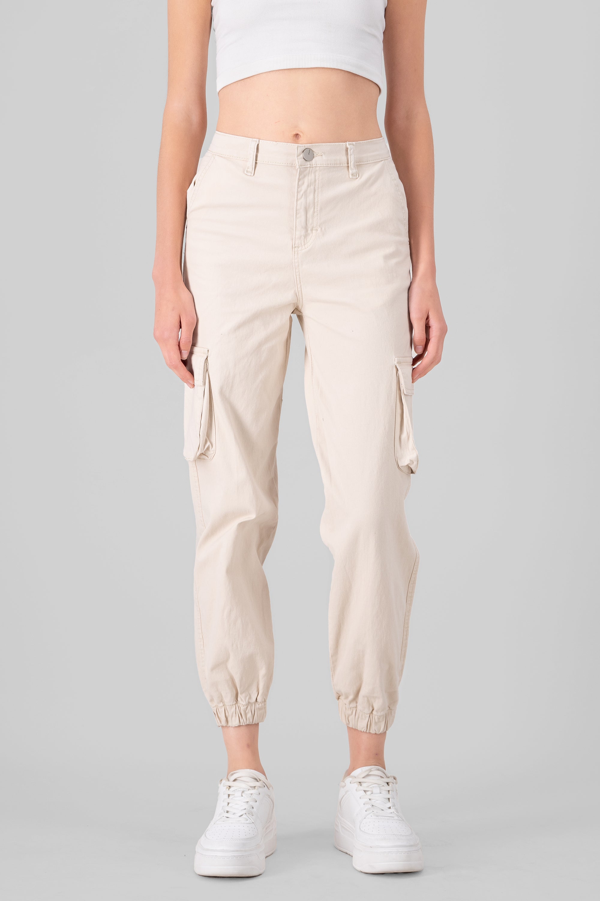 High Waisted Cargo Jeans IVORY