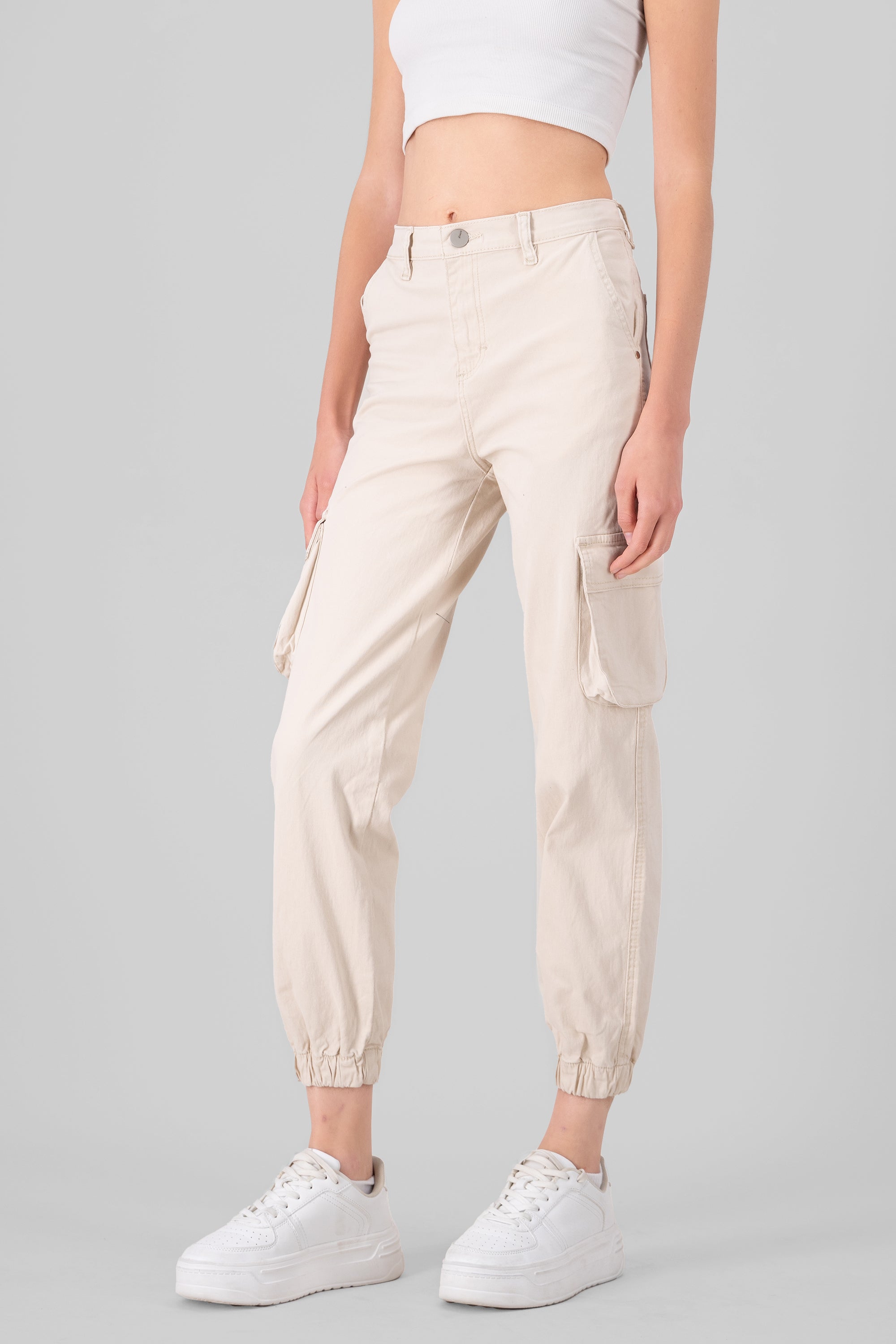 High Waisted Cargo Jeans IVORY