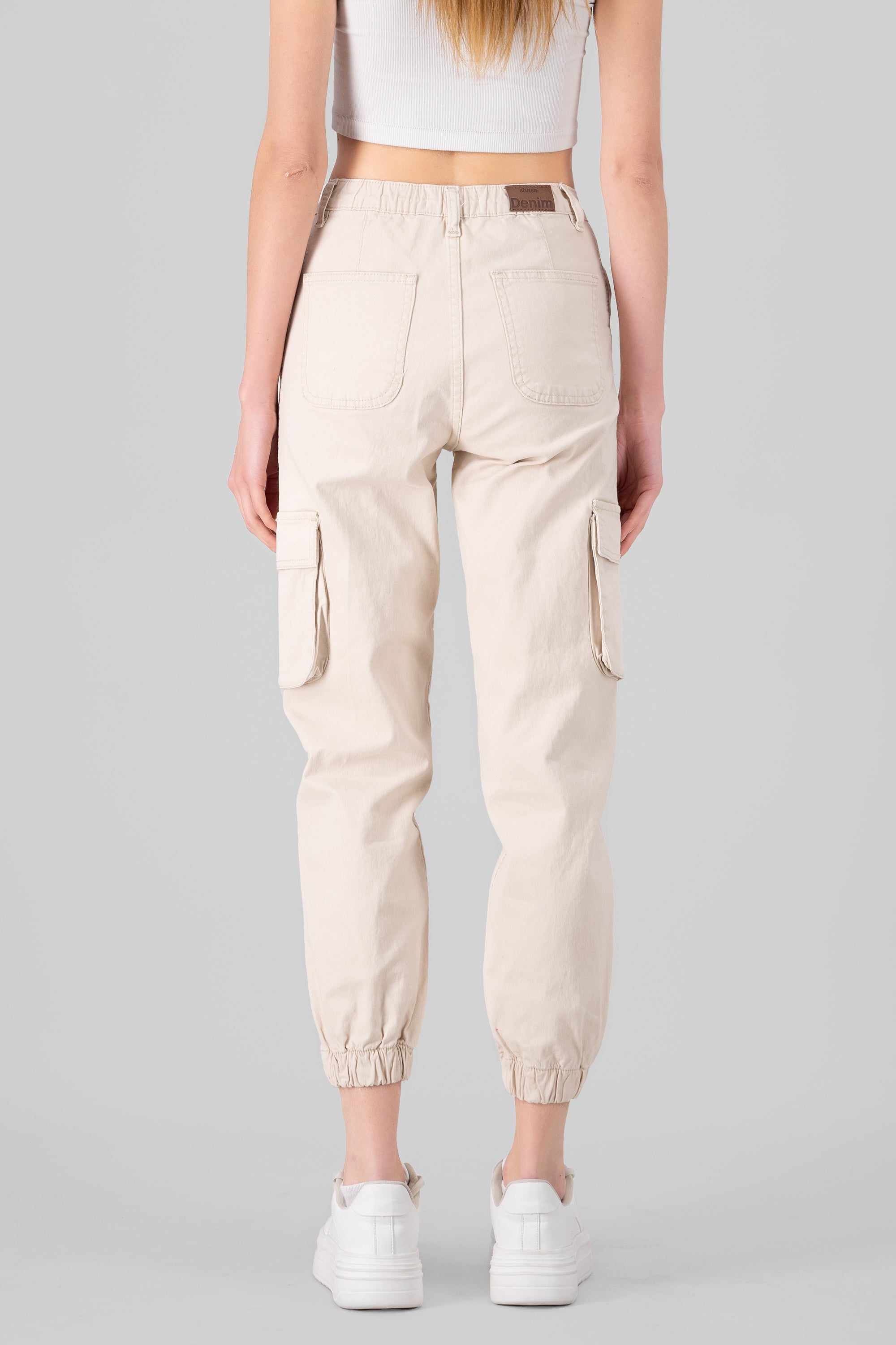 High Waisted Cargo Jeans IVORY