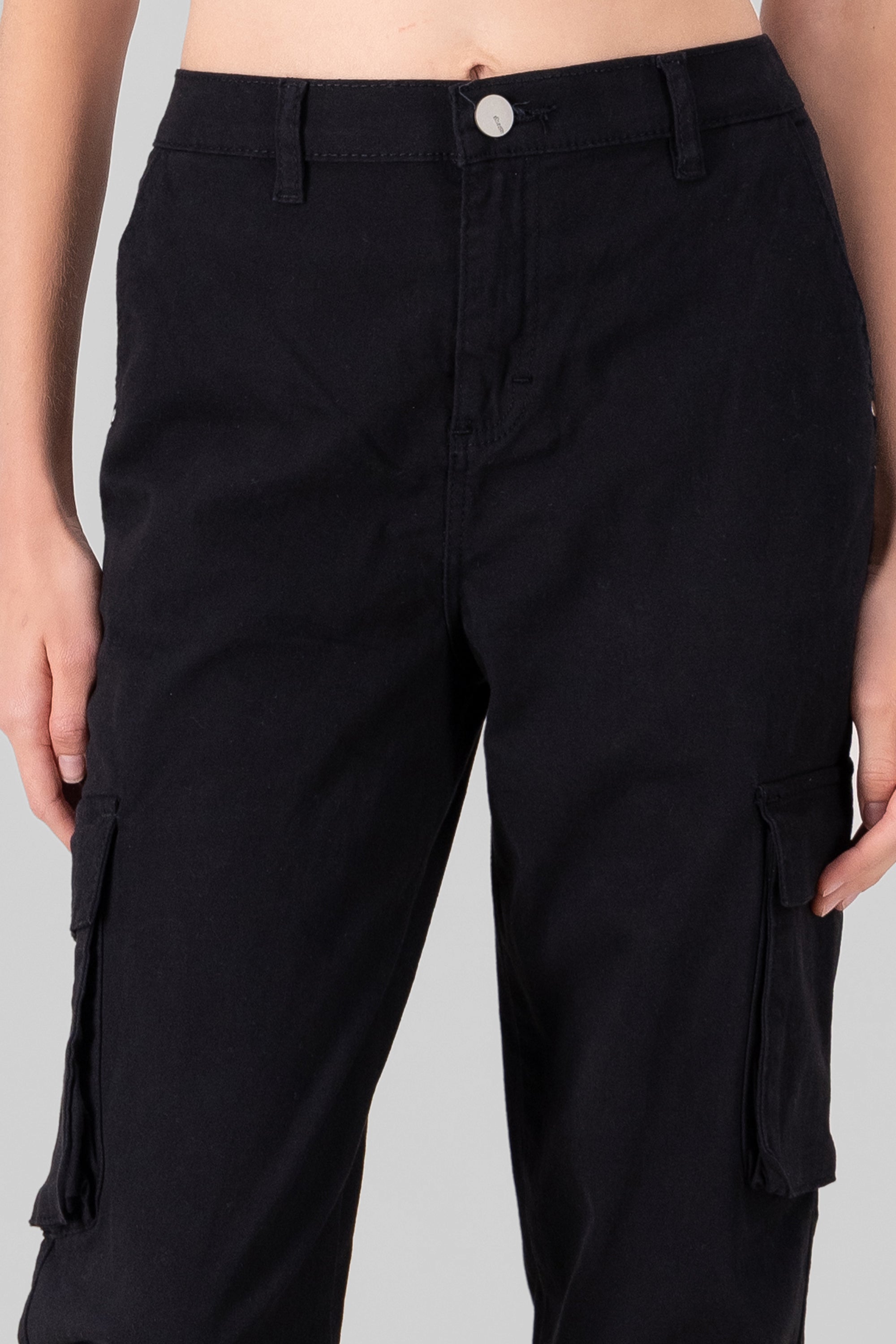 High Waisted Cargo Jeans BLACK