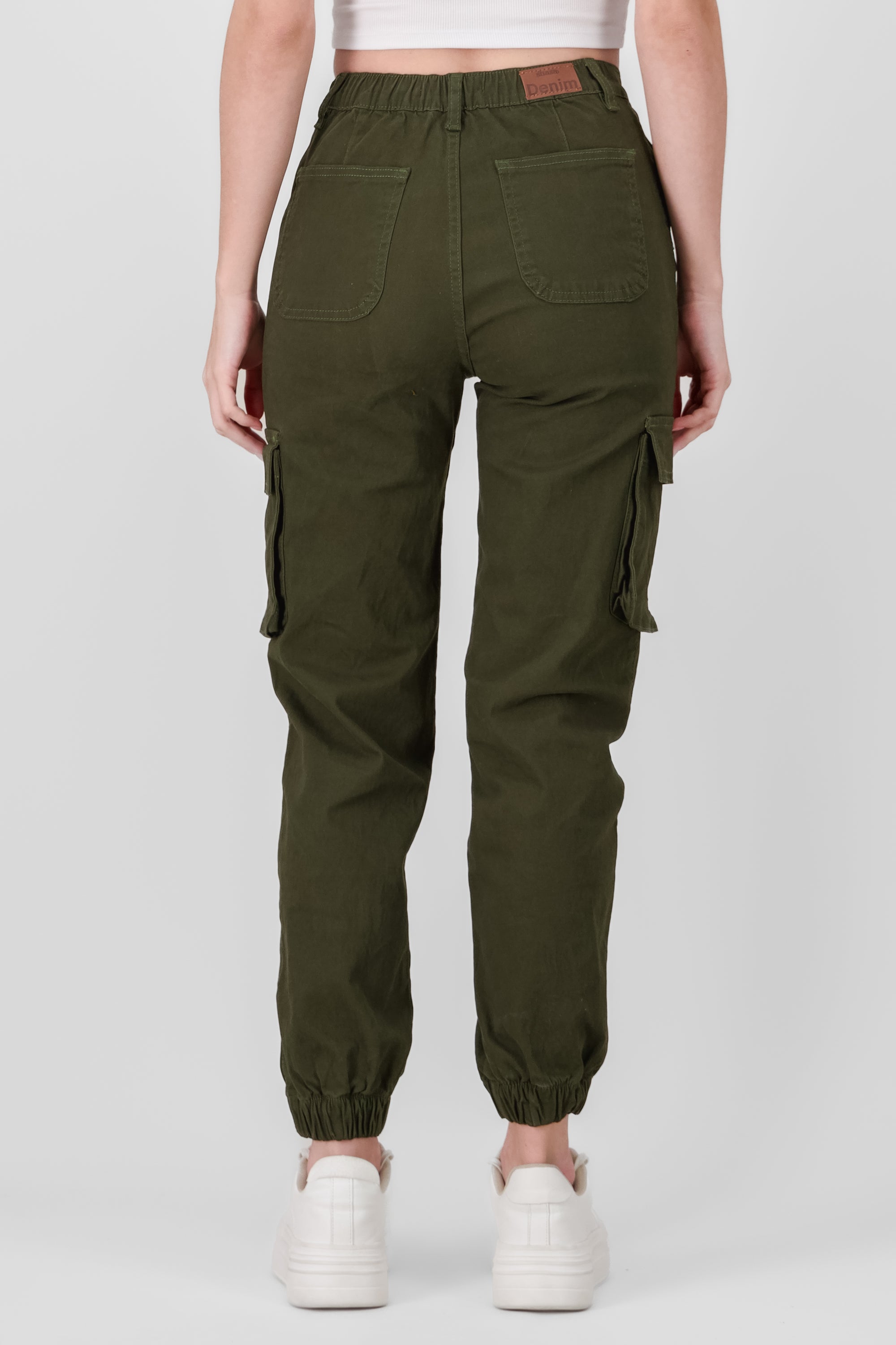 High Waisted Cargo Jeans HUNTER GREEN