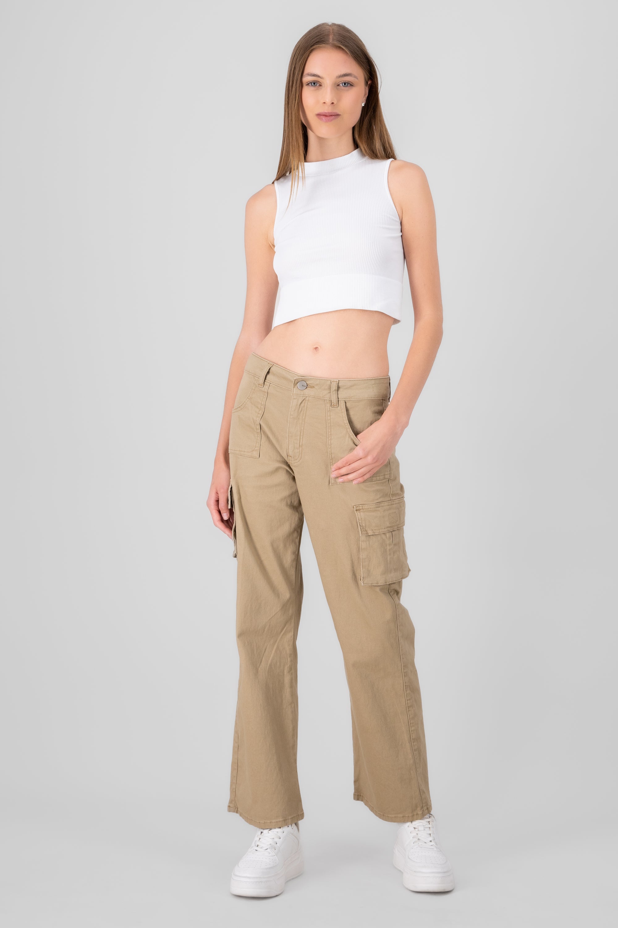 Straight Leg Cargo Jeans KHAKI