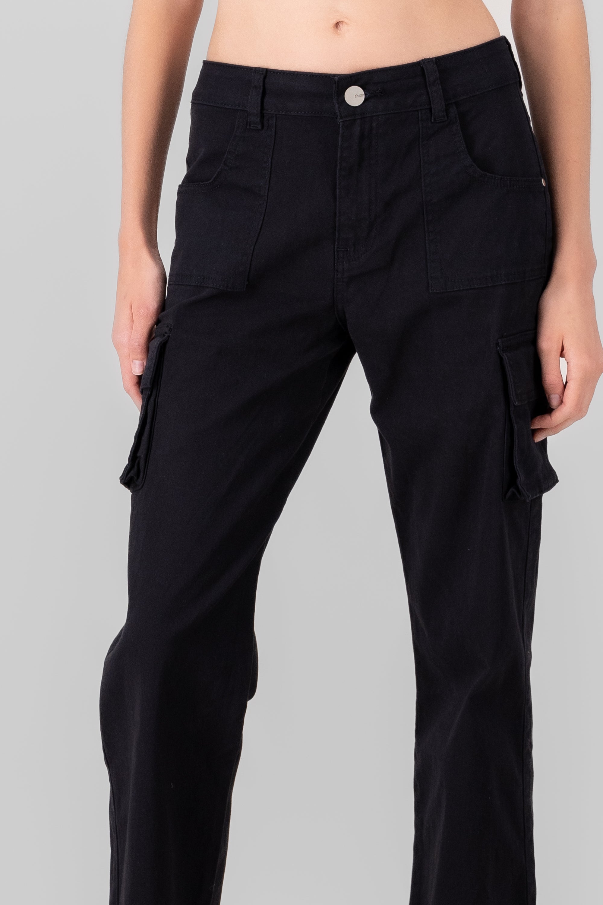 Straight Leg Cargo Jeans BLACK