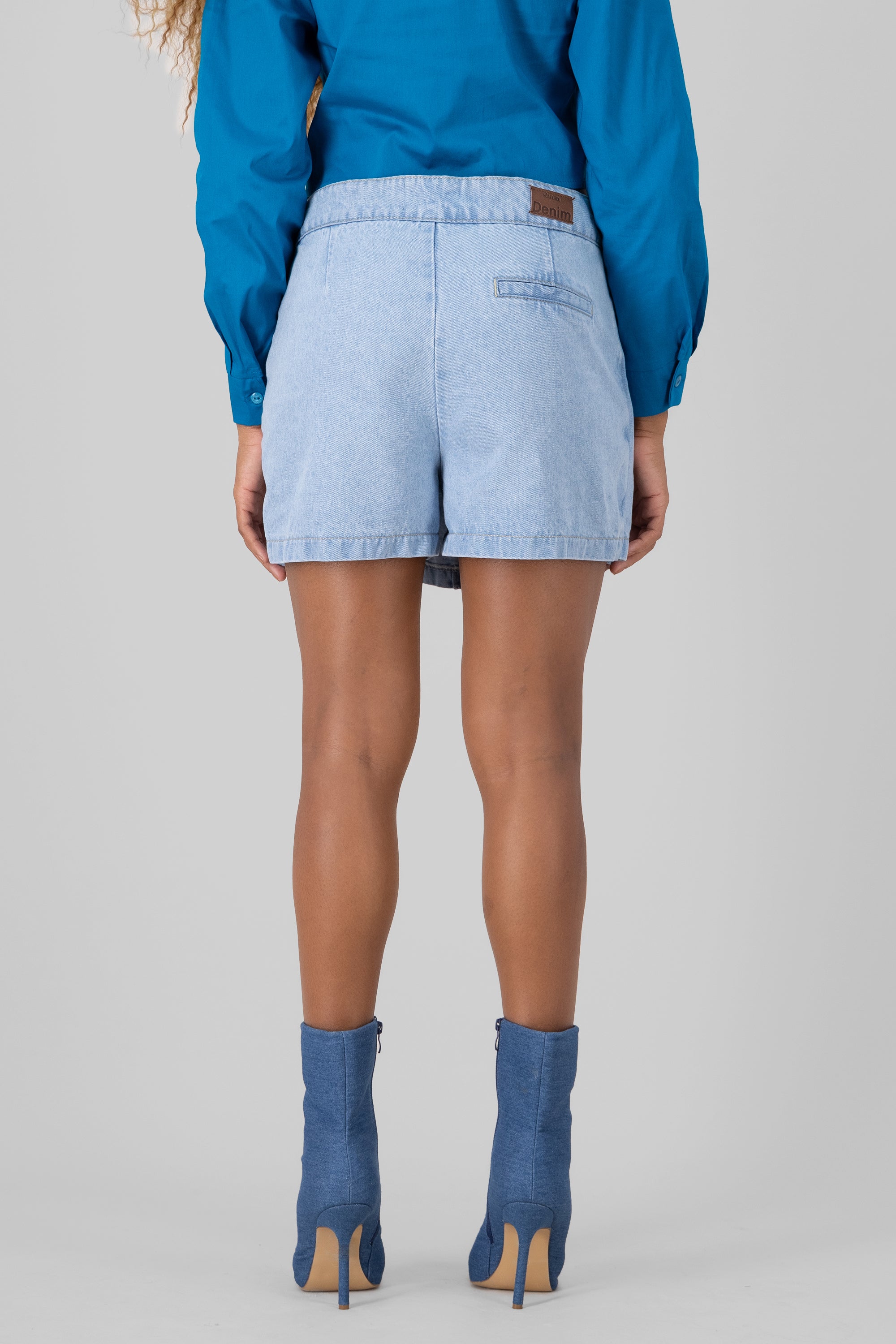 Pleated Denim Skort SUPER BLEACHED