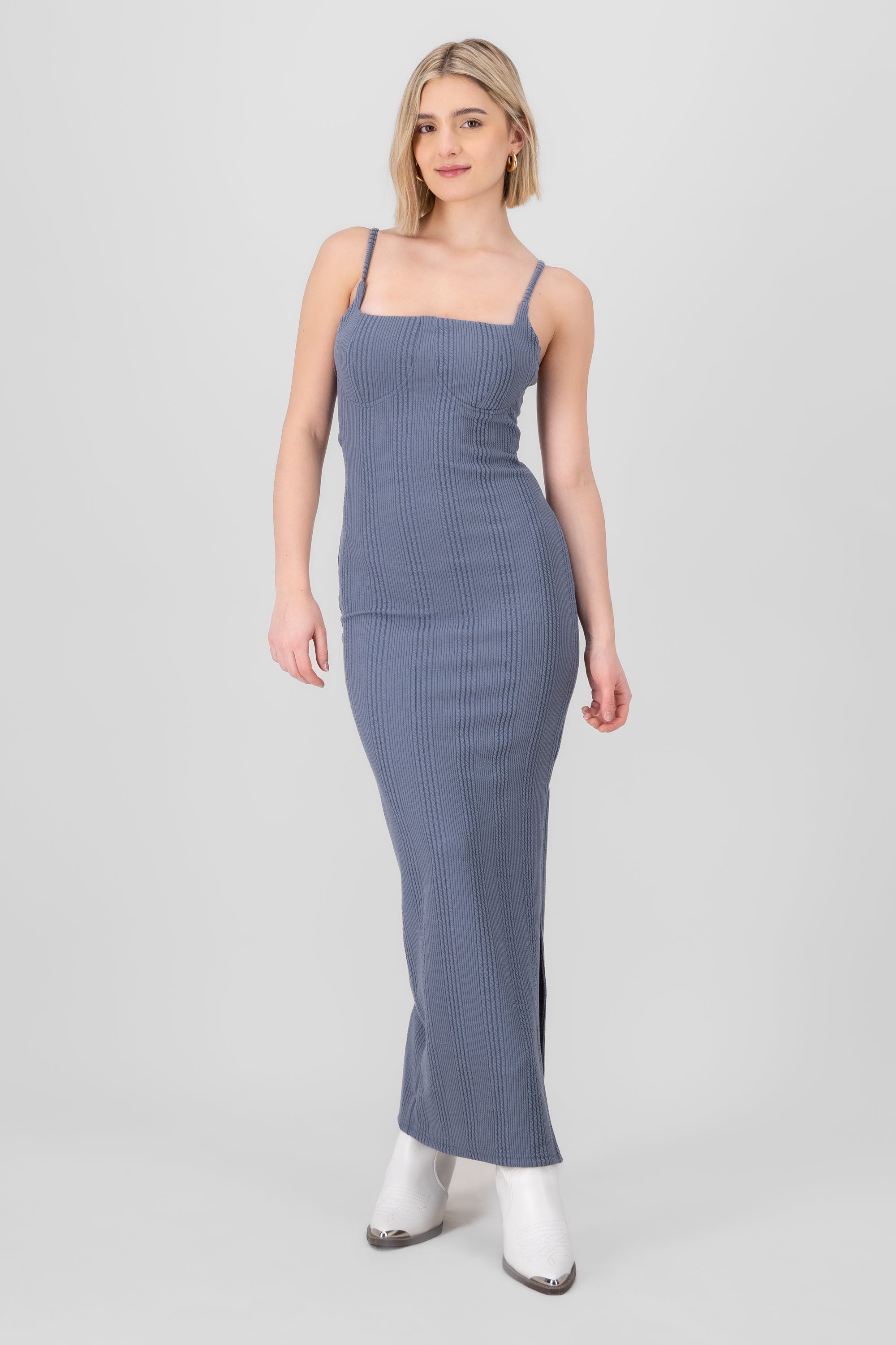 Textured Maxi Dress BLUE