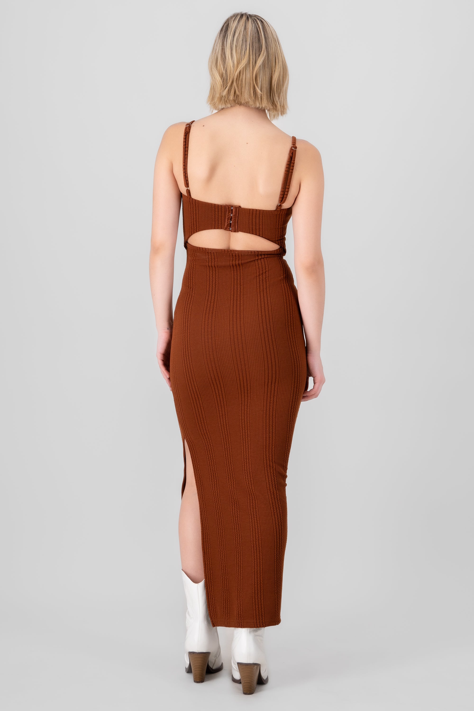 Textured Maxi Dress BROWN