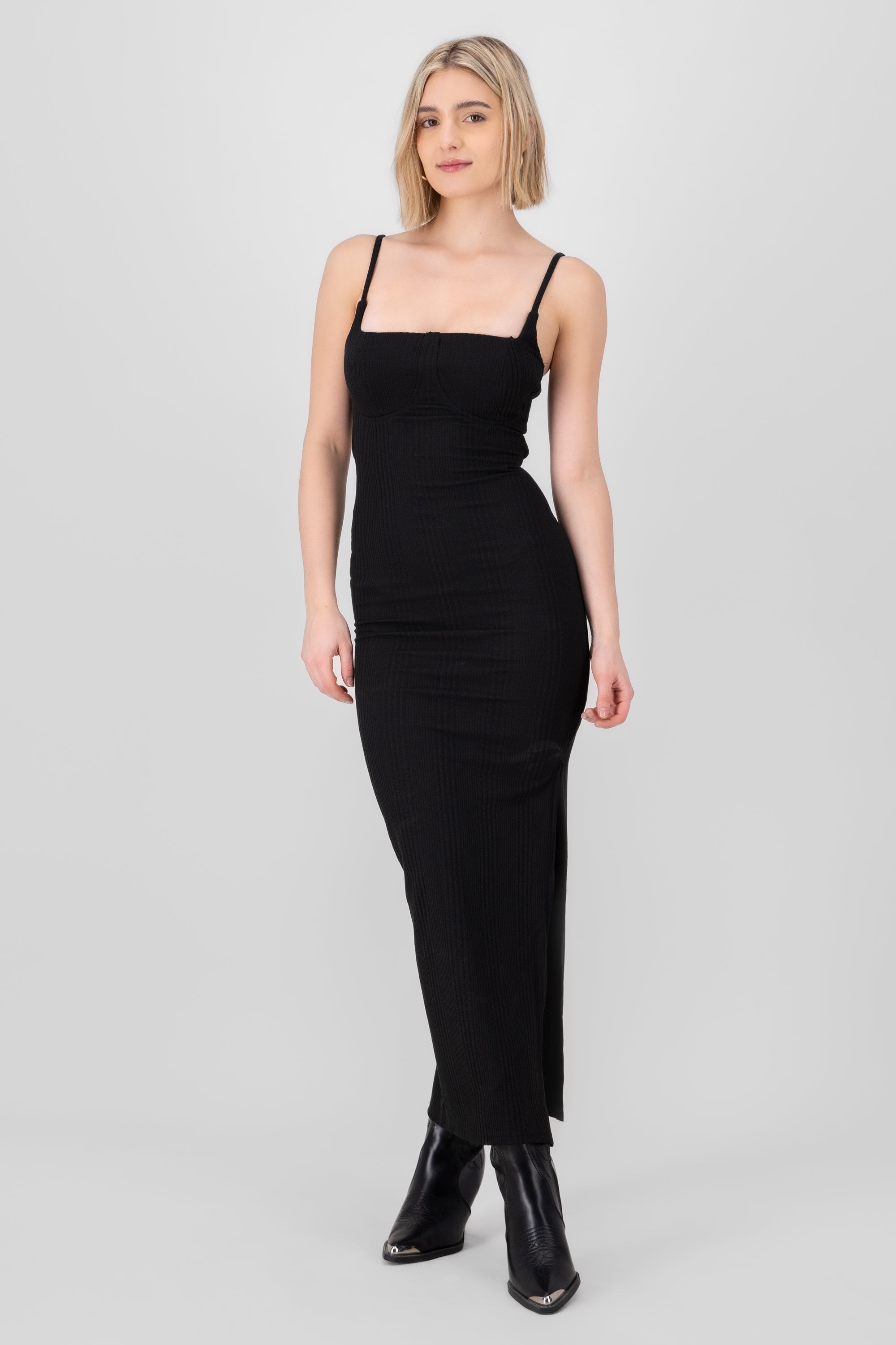 Textured Maxi Dress BLACK