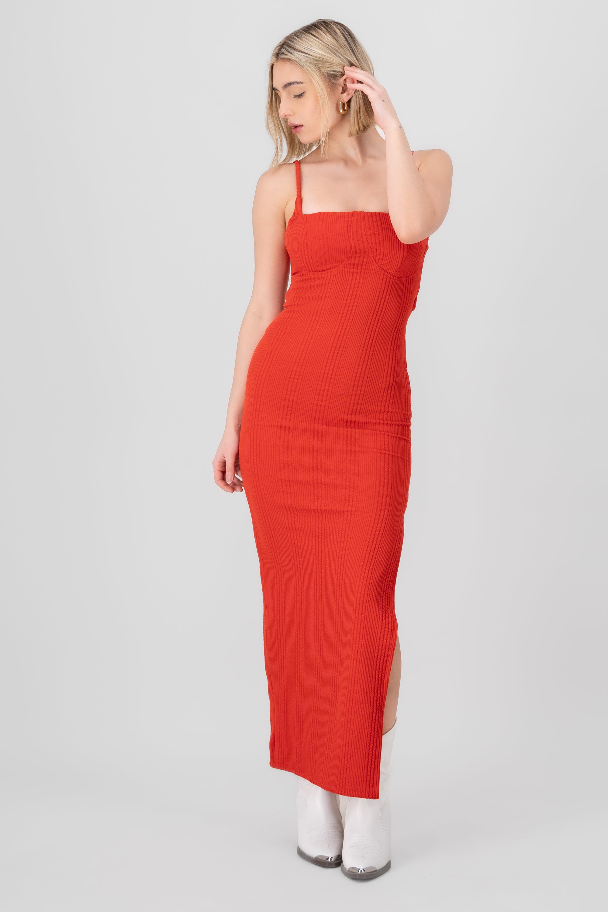 Textured Maxi Dress RED