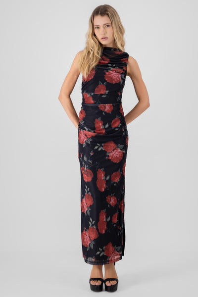 Drapped Maxi Dress BLACK COMBO