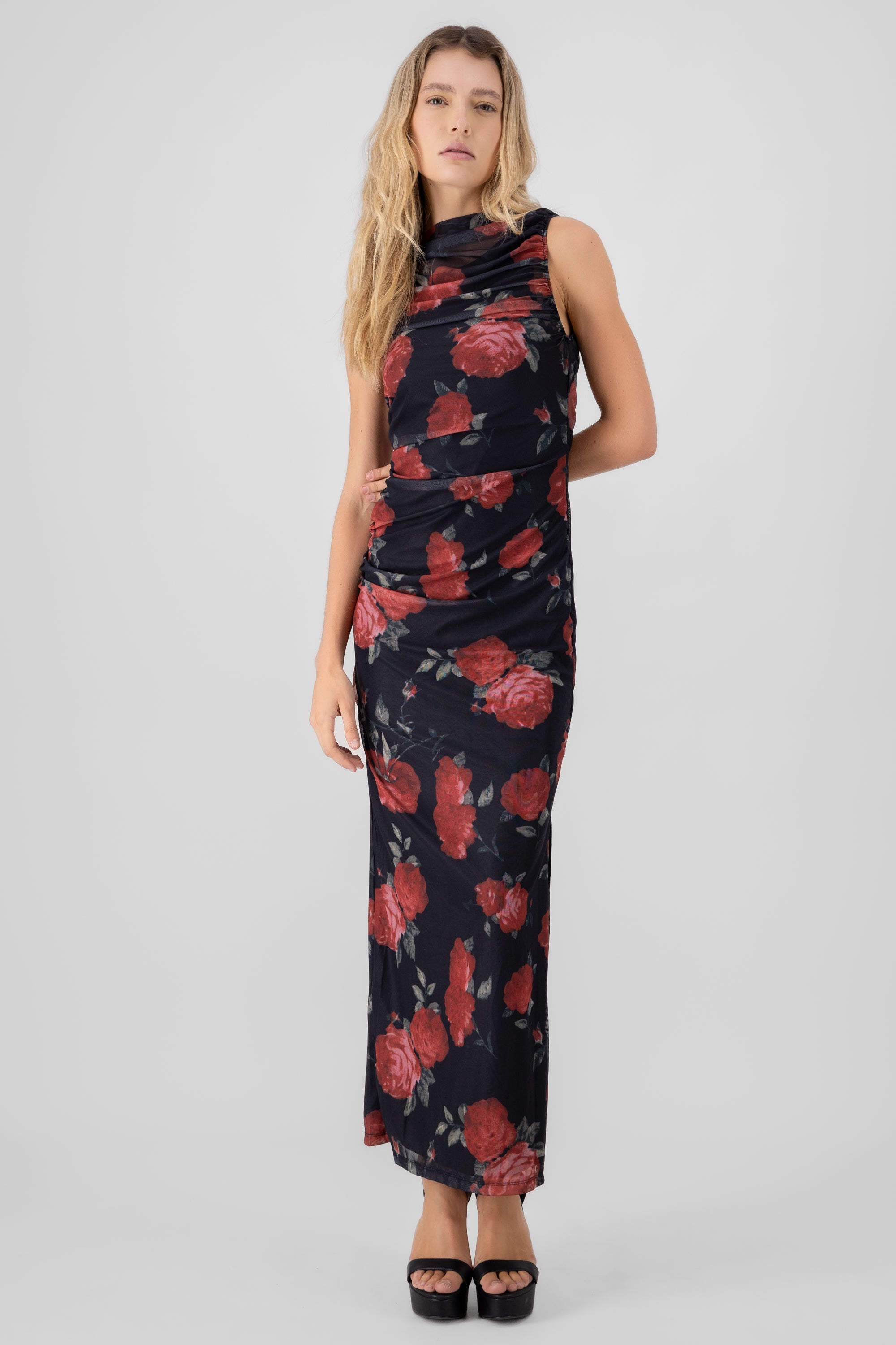 Drapped Maxi Dress BLACK COMBO