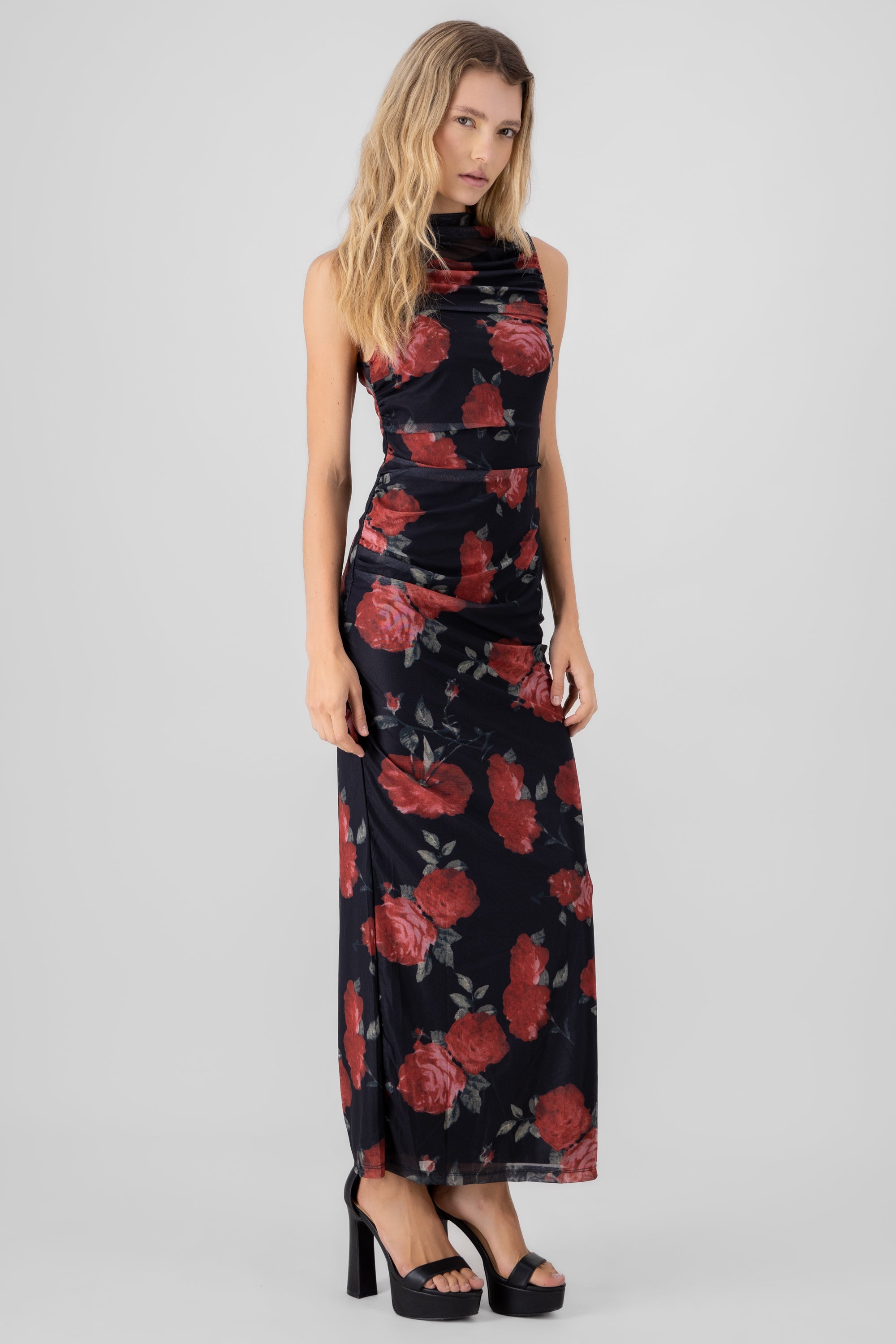 Drapped Maxi Dress BLACK COMBO