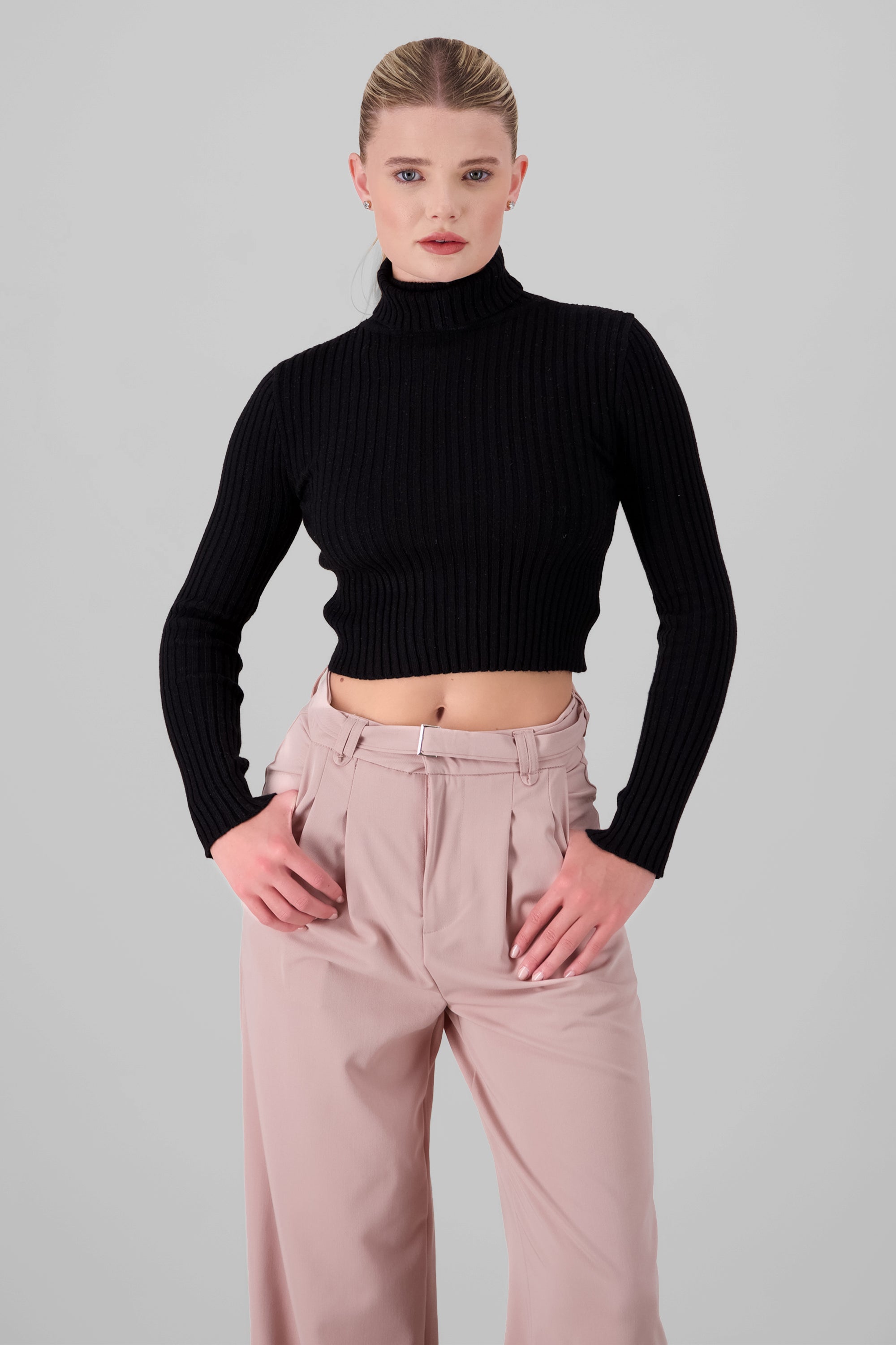 Solid Turtle Neck Sweater BLACK