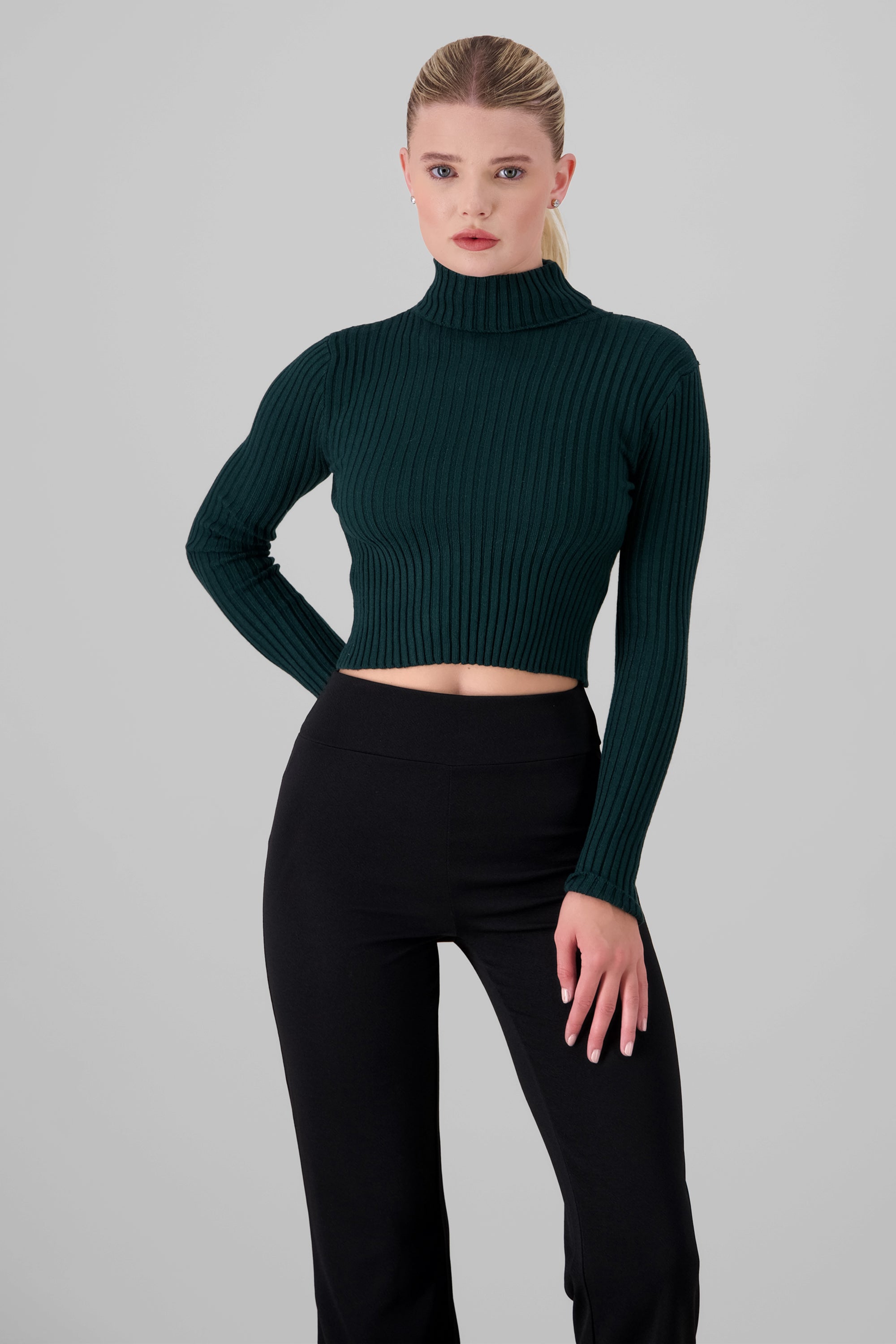 Solid Turtle Neck Sweater HUNTER GREEN